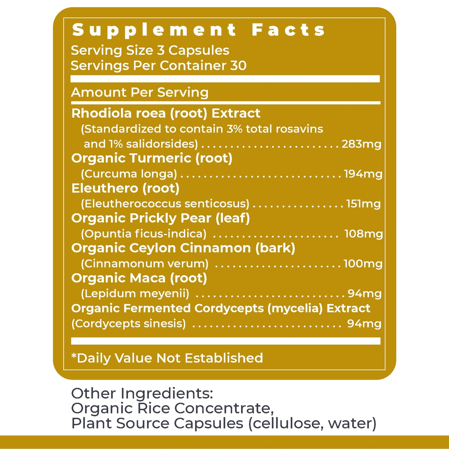 Premier Research Labs Adaptogen-R3 Supplement - Rhodiola Rosea Supplement with Maca Root, Adaptogen Complex for Stress, Heart & Metabolic Health, 90 Vegetarian Capsules