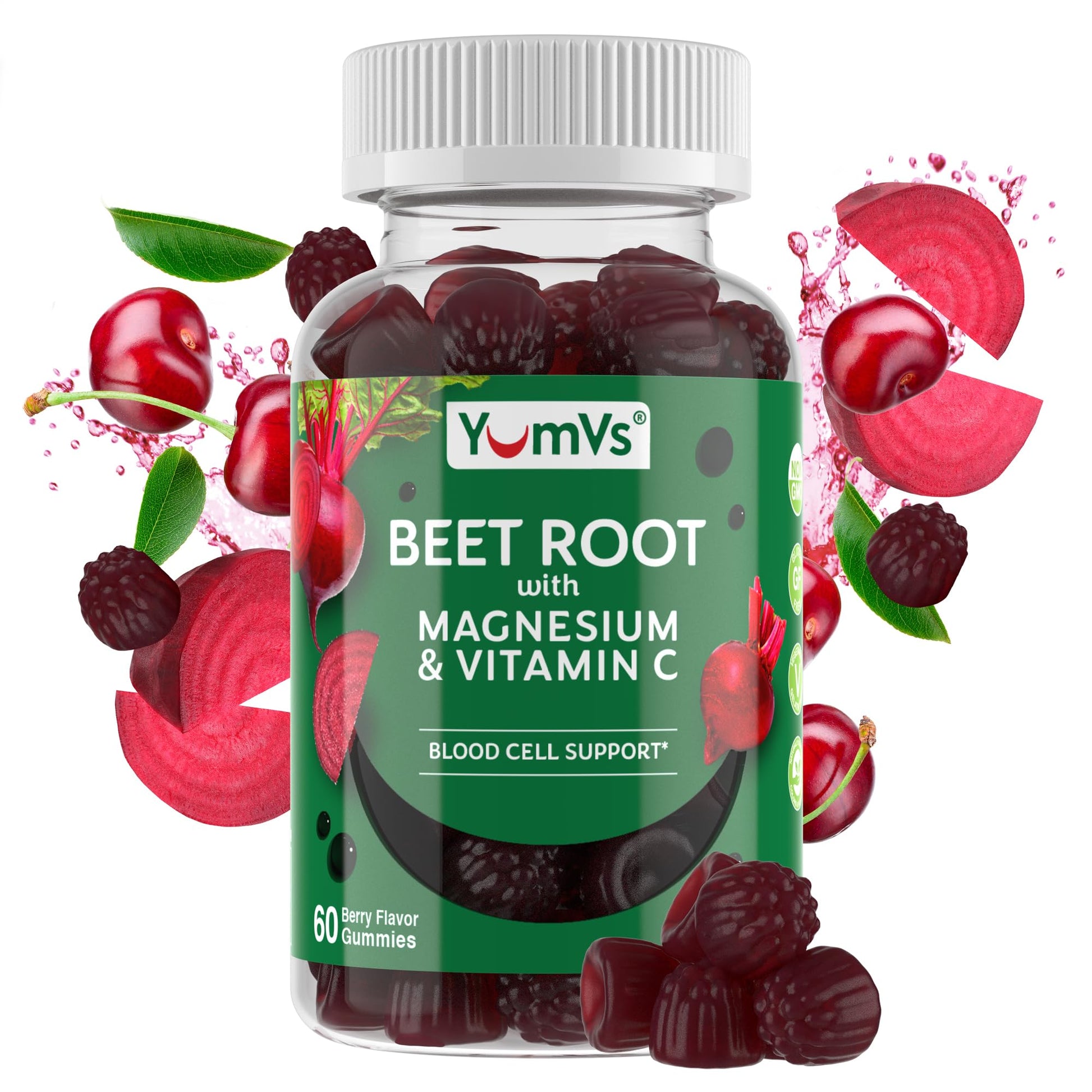 YUM-V'S Beet Root Gummies with Magnesium & Vitamin C – Gummy – 60 Gummies