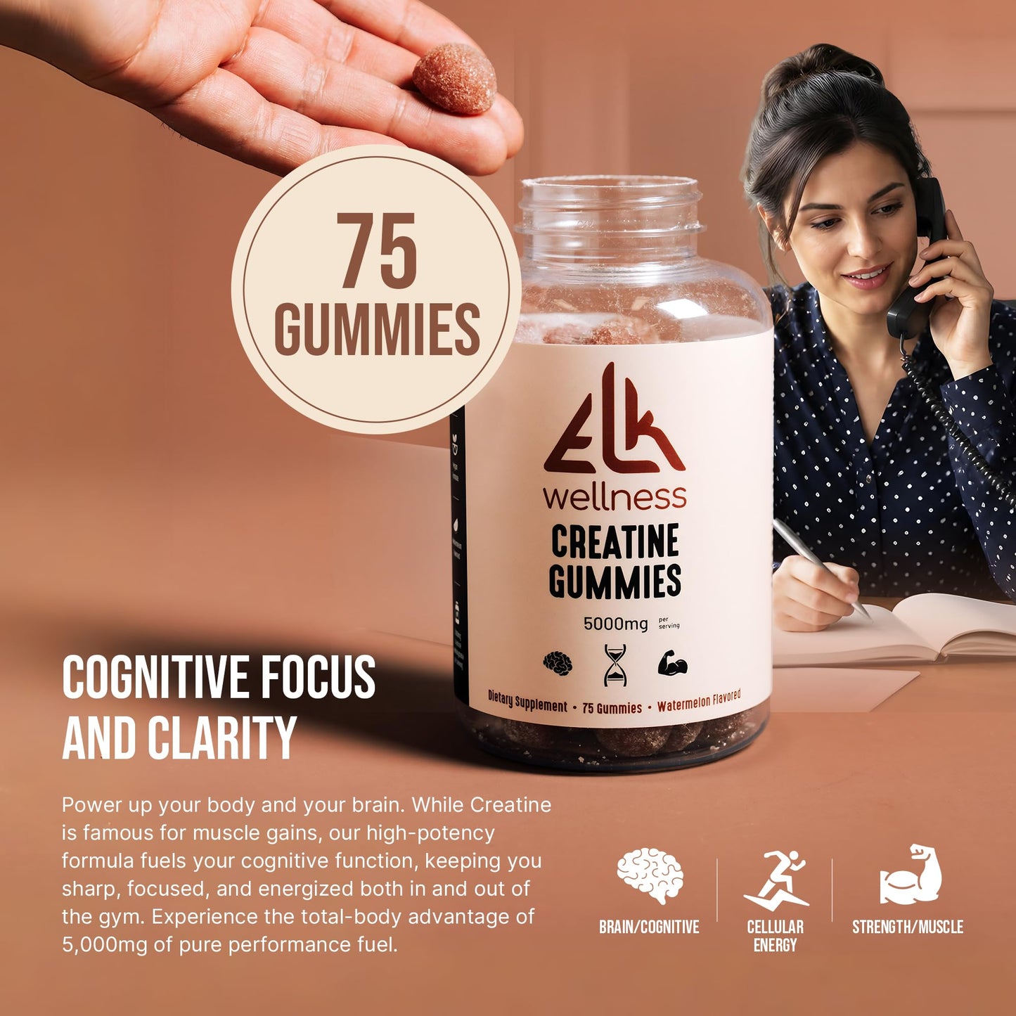 ELK Wellness Creatine Monohydrate Gummy 75 Count