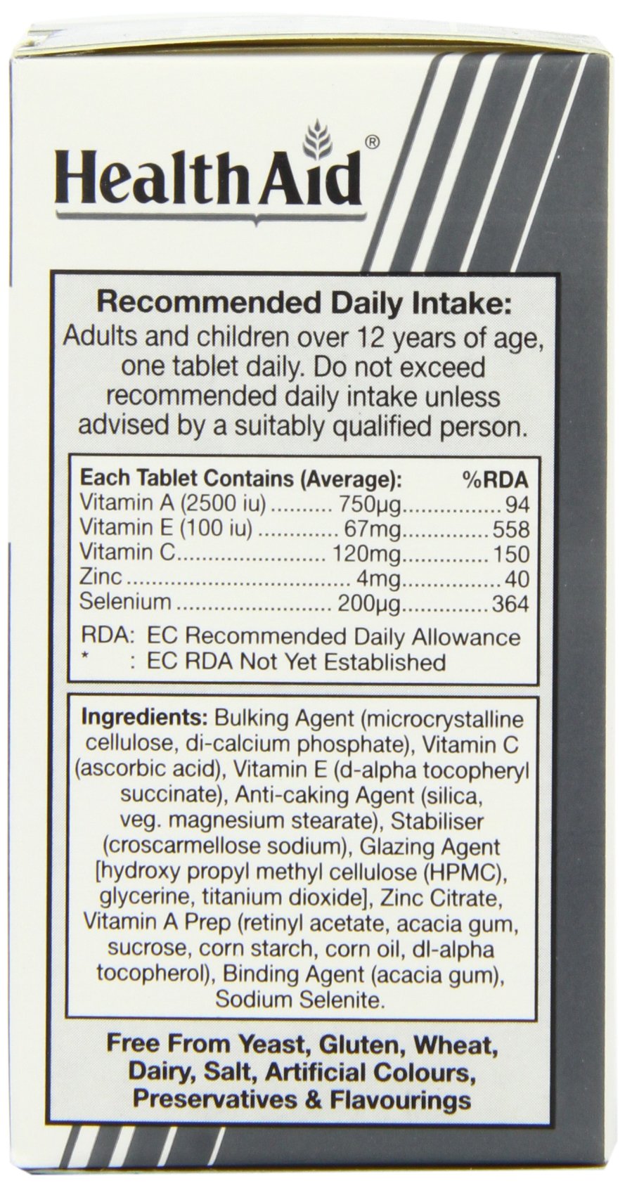 HealthAid Selenium Plus (Vitamins A, C, E & Zinc) Tablets 60 Count