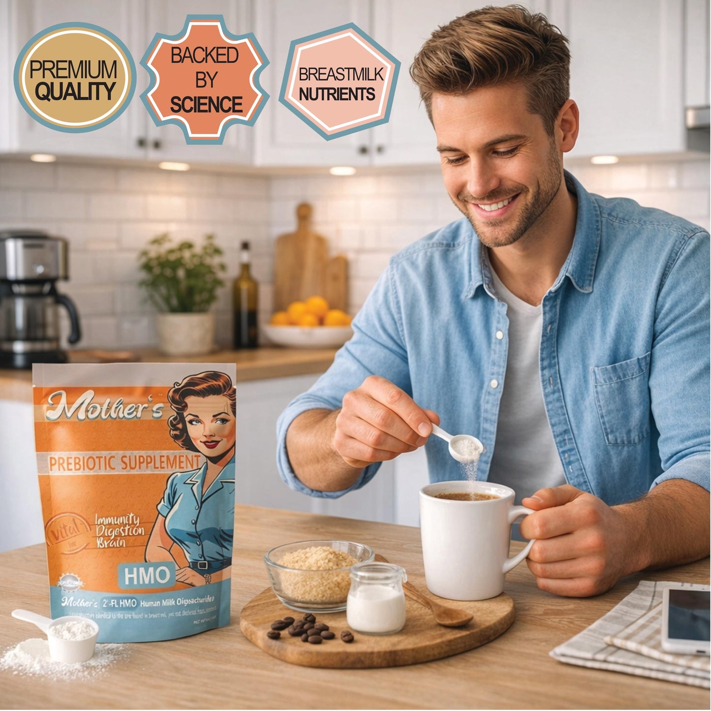 Mother's Prebiotic Supplement HMO Prebiotic Supplement for Adults - Mother's 2'-FL Human Milk Oligosaccharide Powder, 3.18 oz