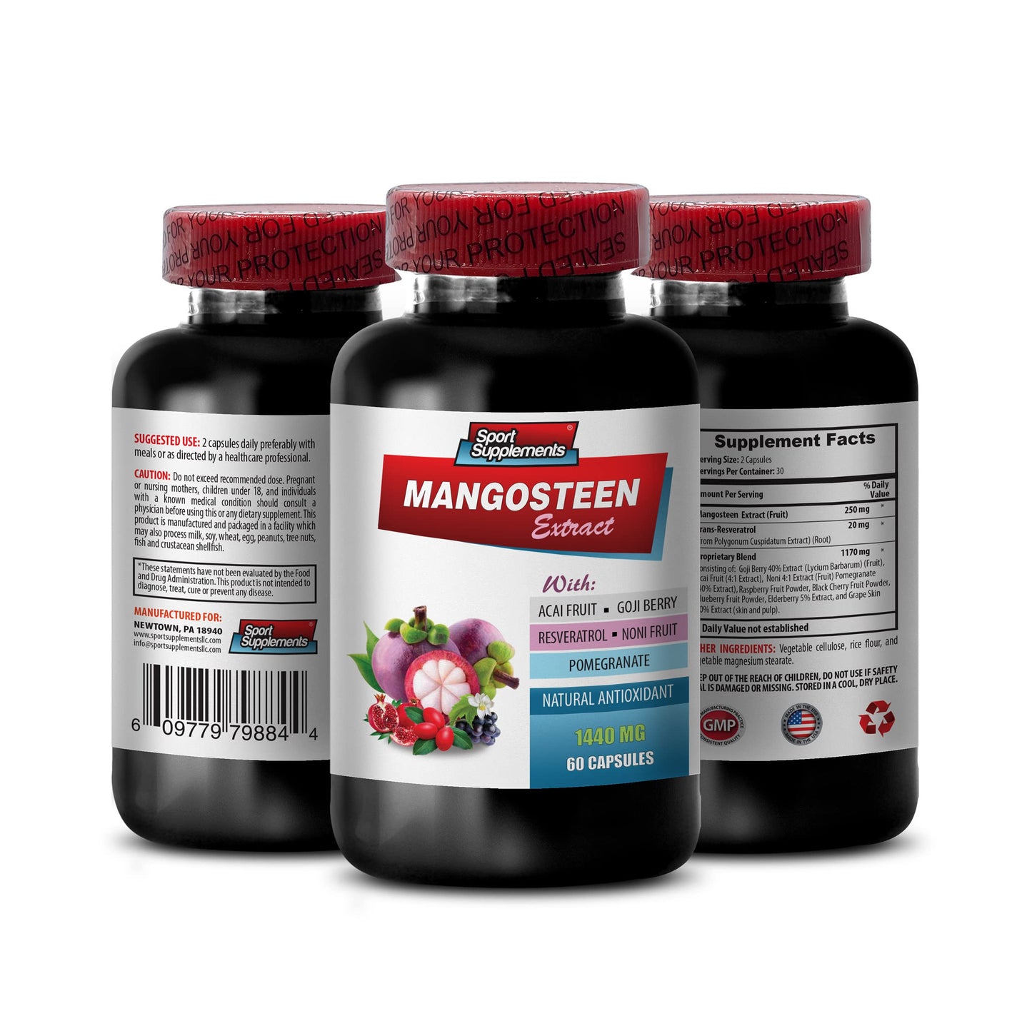 SPORT SUPPLEMENTS Mangosteen Extract Complex 1440MG Capsule 60 Count