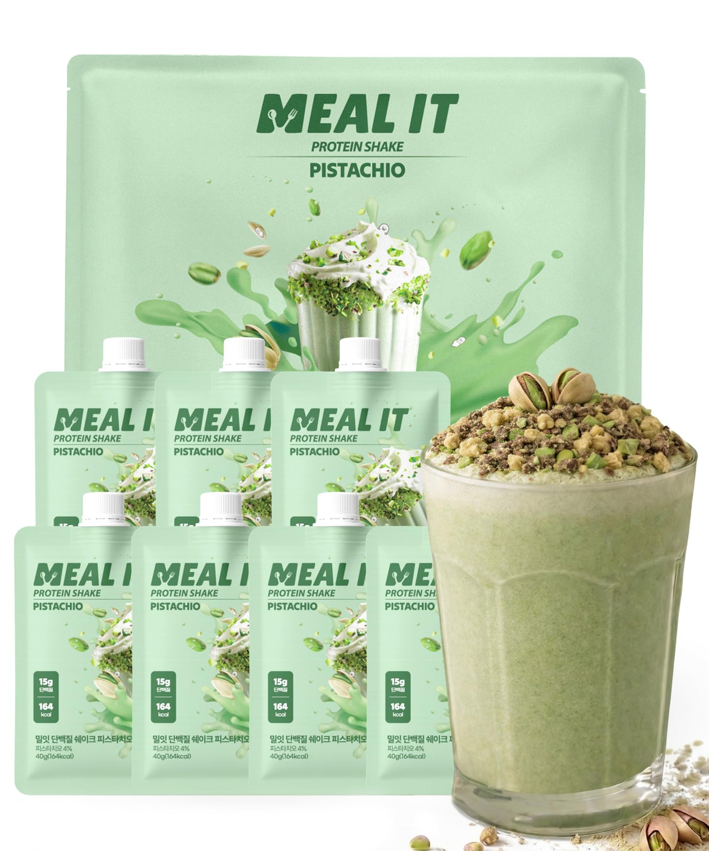 MEAL IT Pistachio Protein Shake with Pistachio Pieces & Cookie Crunch Powder 9.88 oz