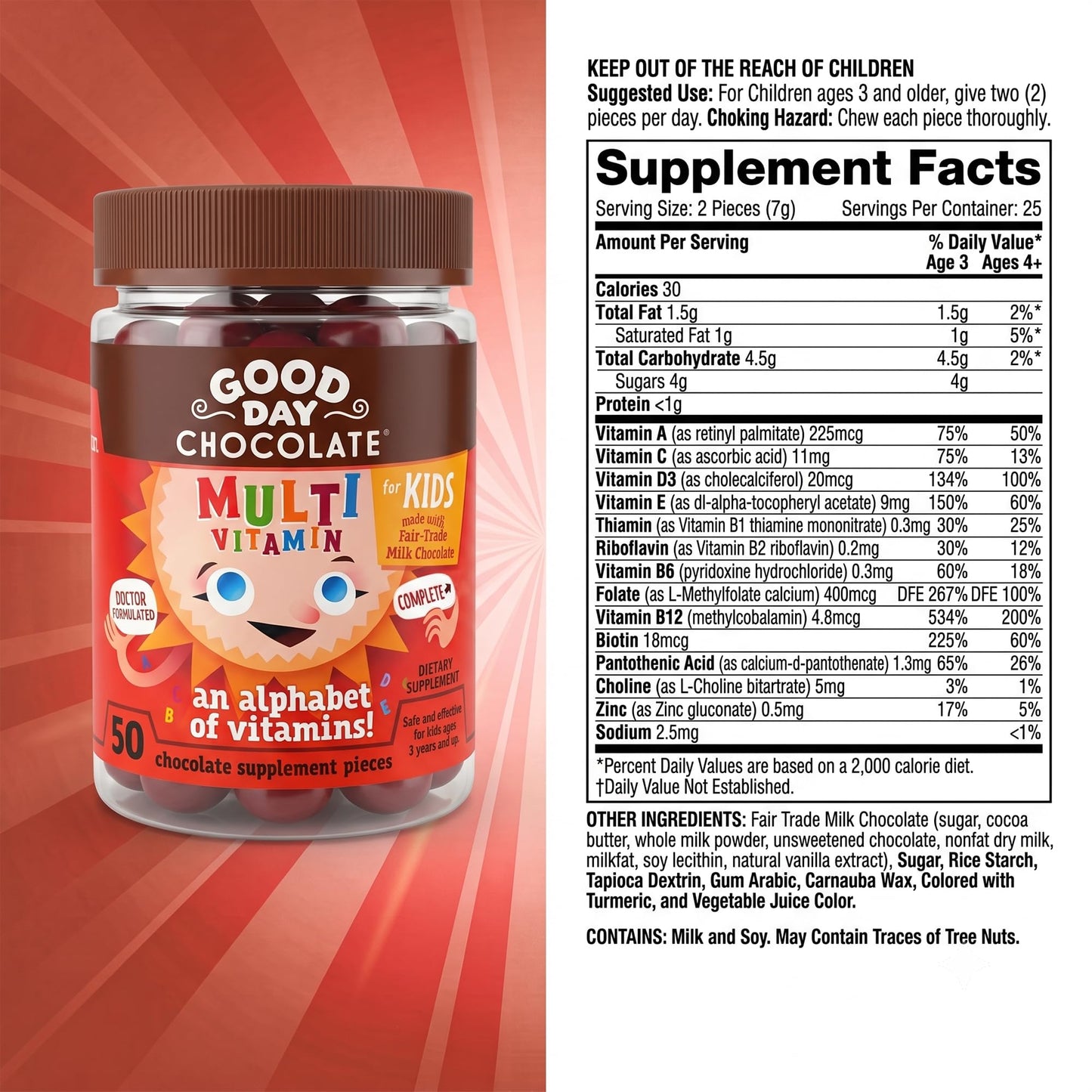 Good Day Chocolate Complete Multivitamin for Kids Chewable 50 Count