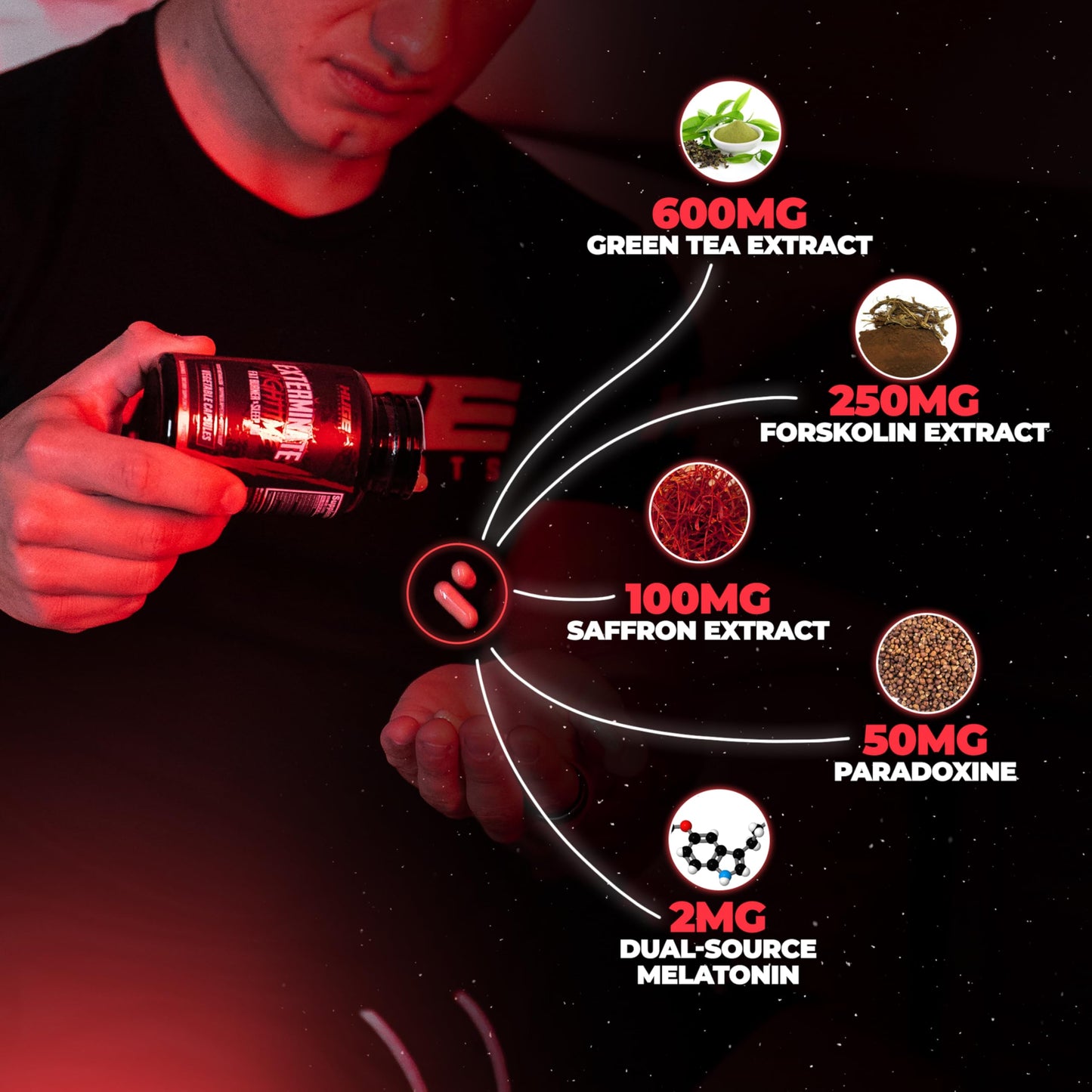 Huge Supplements Exterminate Night Time Fat Burner & Sleep Support 90 Capsules