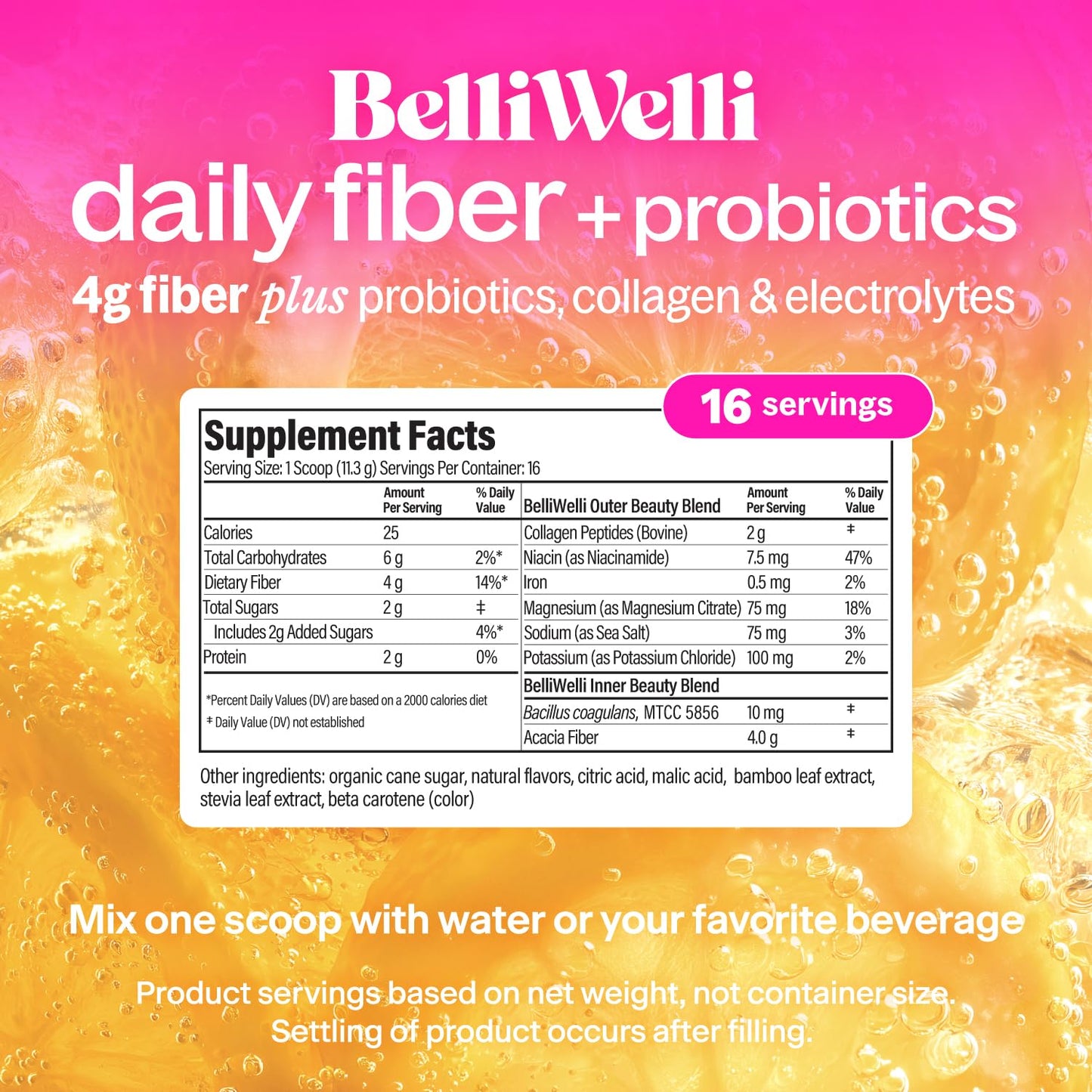 Belli Welli Fiber Supplement Powder 6.4 oz