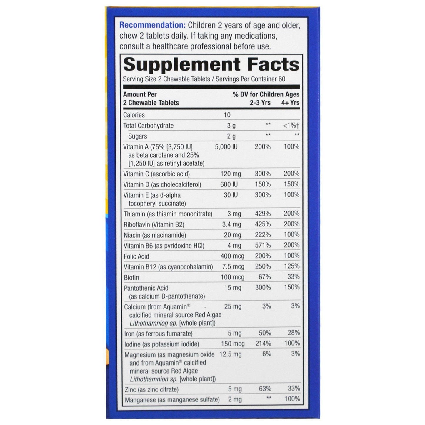 Nature's Way Alive Children's Multi-Vitamin Chewable 120 Tablets