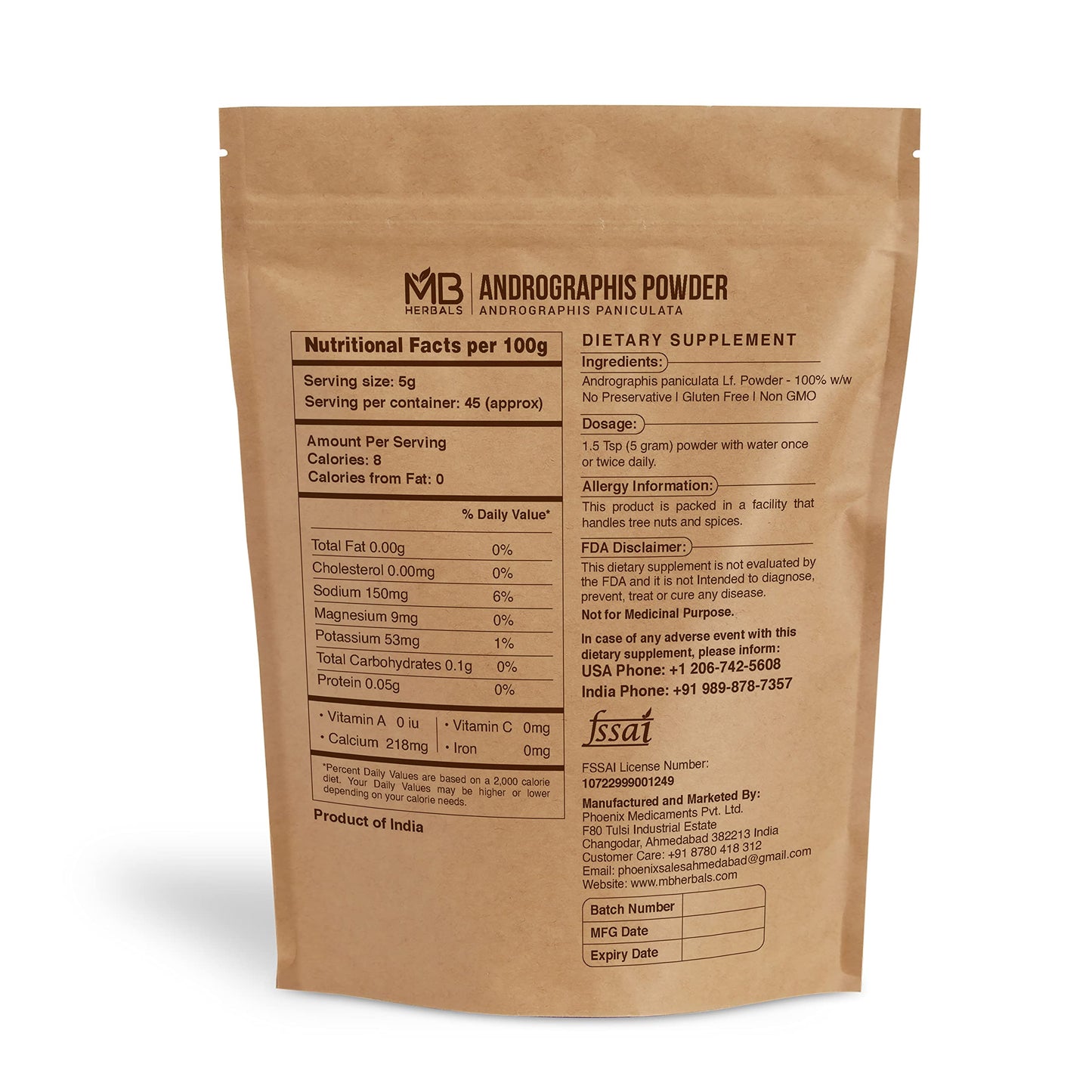 MB Herbals Andrographis Paniculata Leaf Powder 8 oz