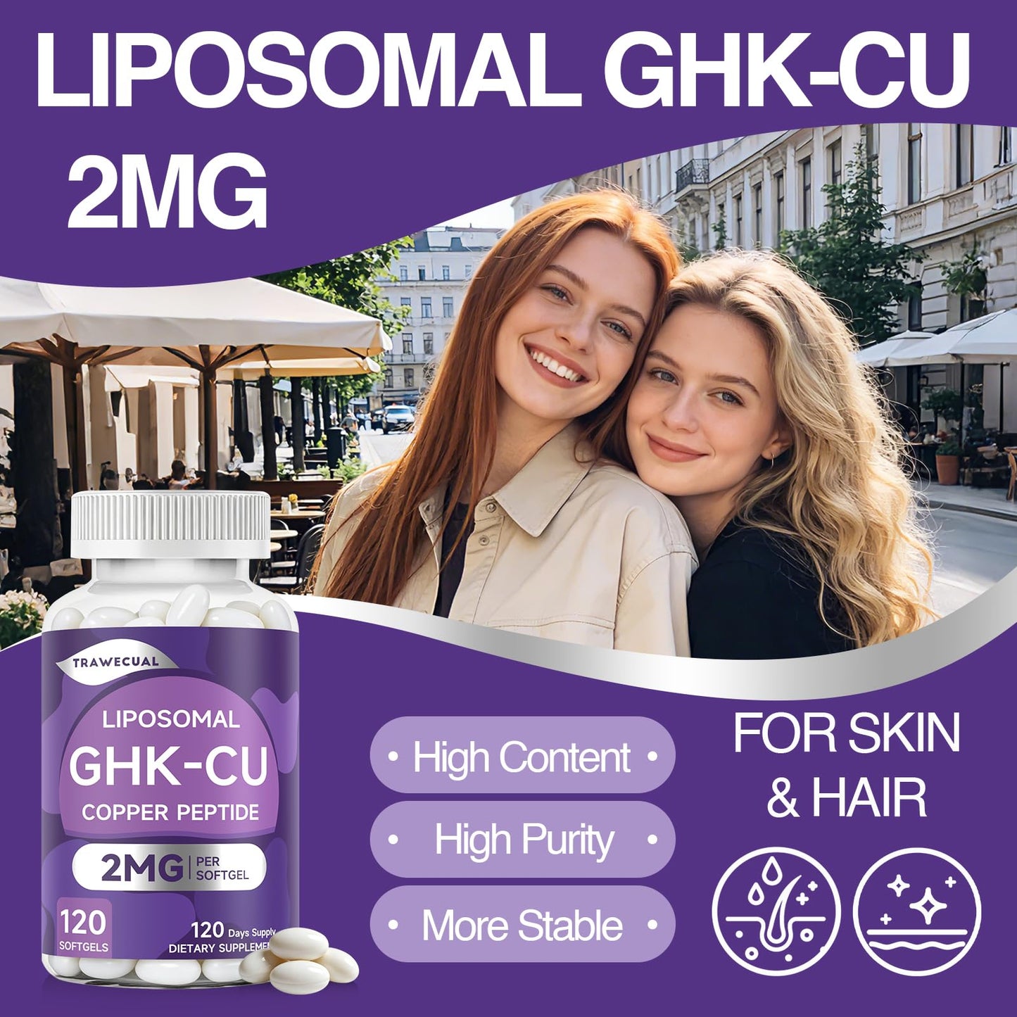 Trawecual GHK-Cu Peptide Hair Softgels, 120 Softgels