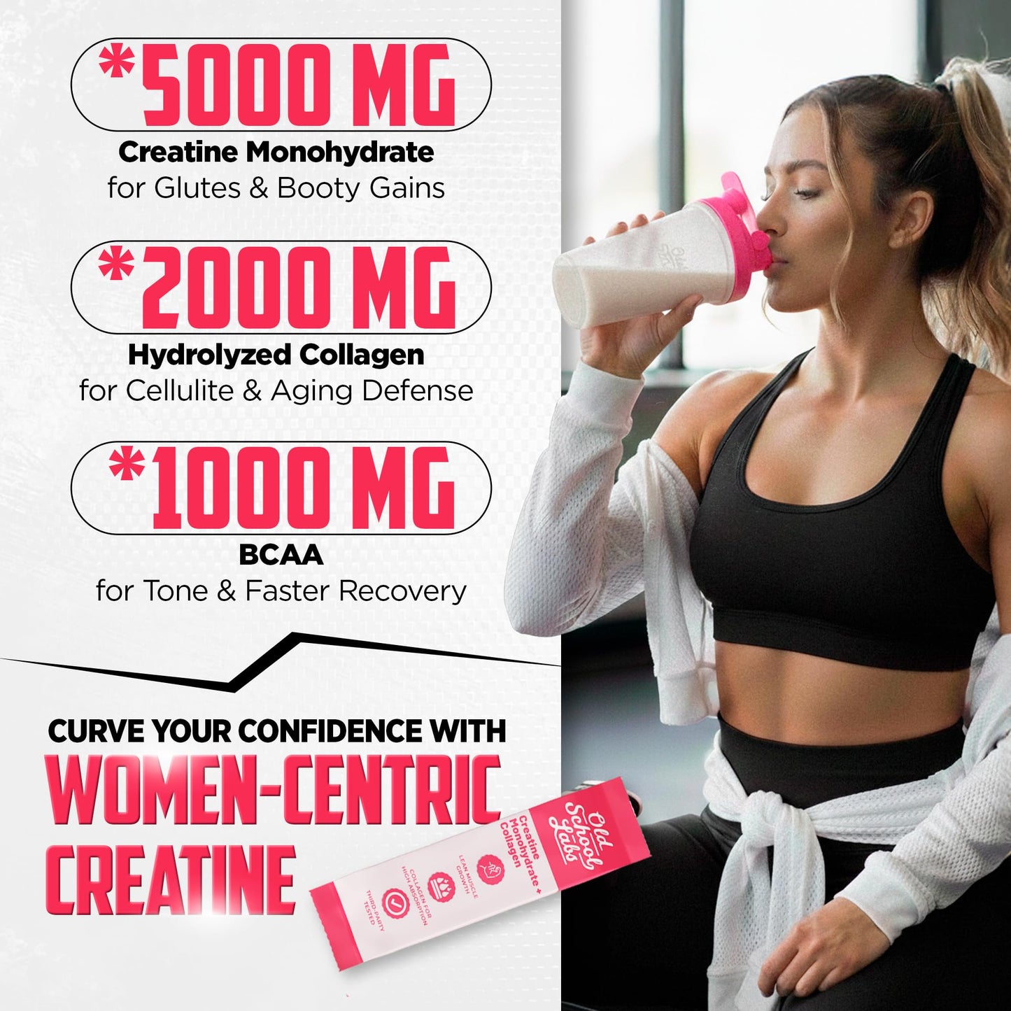 Old School Labs Creatine for Women with Collagen and BCAA Unflavored Powder 8.57
