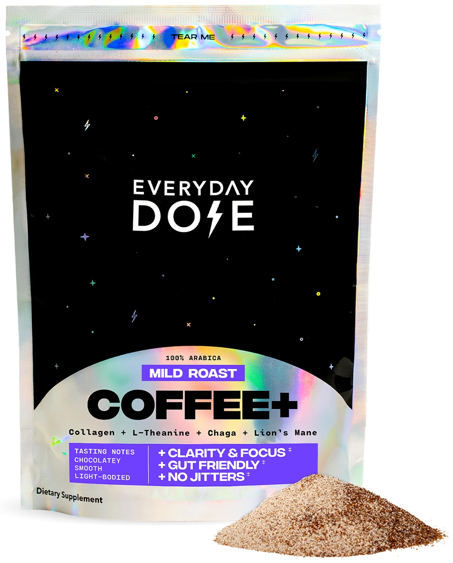 Everyday Dose Adaptogenic Mushroom Coffee with Grass-Fed Collagen, Chaga, Lion's Mane & L-Theanine Powder 7.7 Ounce