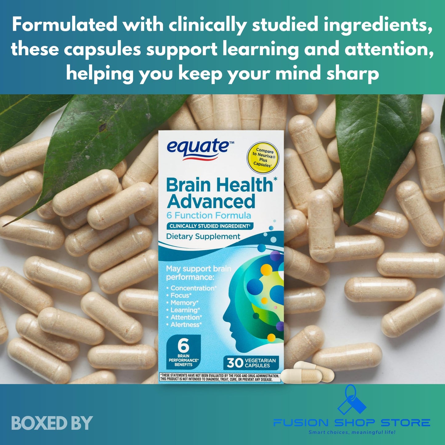 FUSION SHOP STORE Brain Health 6 Function Capsules, 30 Count