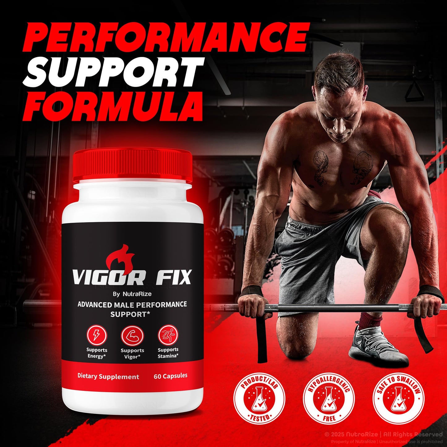 NutraRize Vigor Fix Male Supplement, 180 Capsules