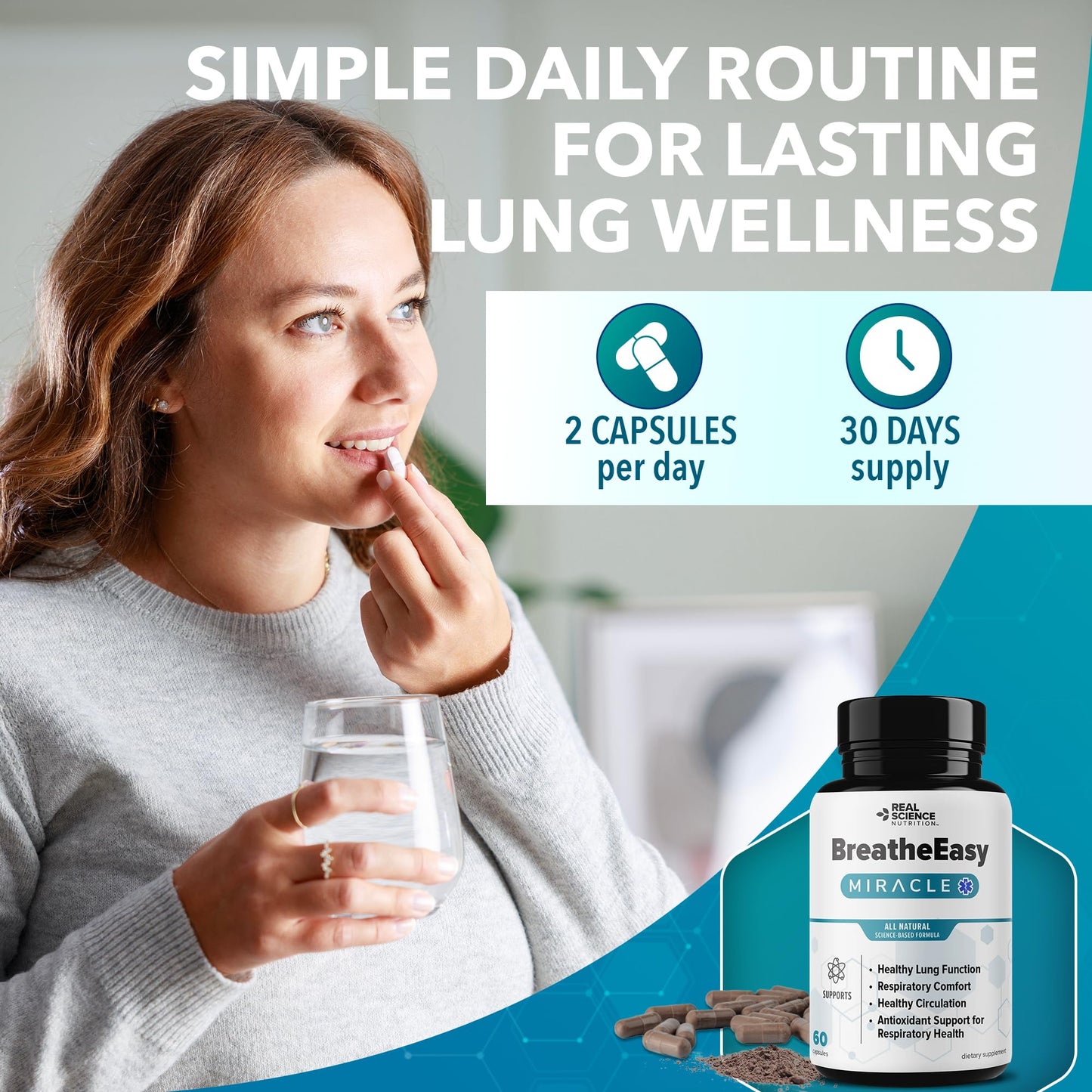 Real Science Nutrition BreatheEasy Lung Support Capsules, 60 Capsules