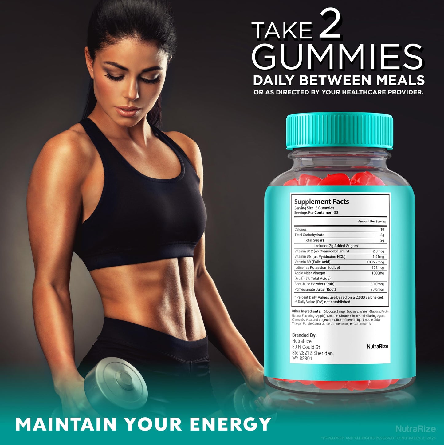 NutraRize Keto Pharma Keto ACV Gummies, Advanced Formula, 1000mg Apple Cider Vinegar, 180 Gummies