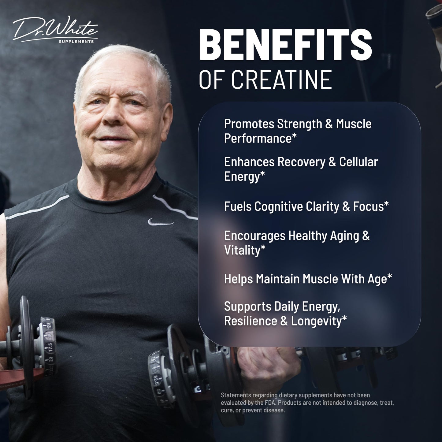 DR WHITE SUPPLEMENTS Creatine Monohydrate Gummies, 120 Count