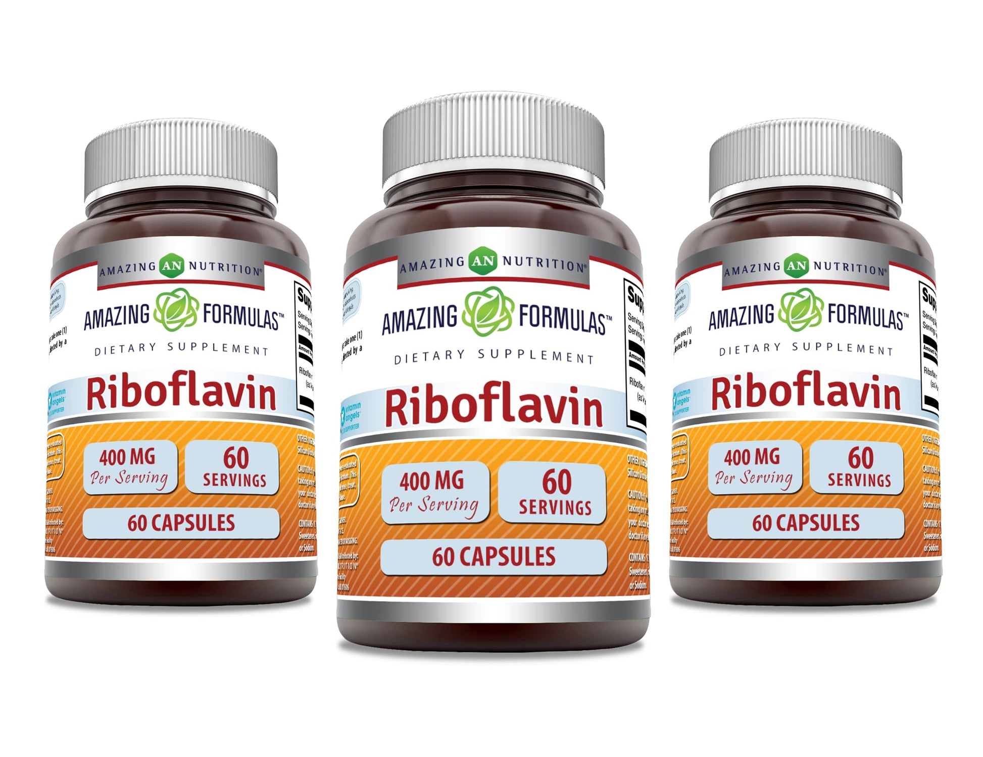 Amazing Nutrition Riboflavin 400 mg Vitamin B2 Supplement, 180 Capsules