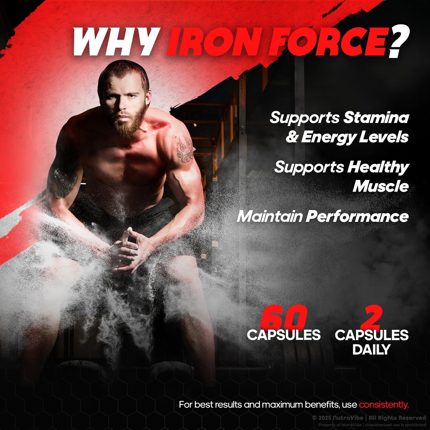 NutraVibe Iron Force Pills for Men 120 Capsules
