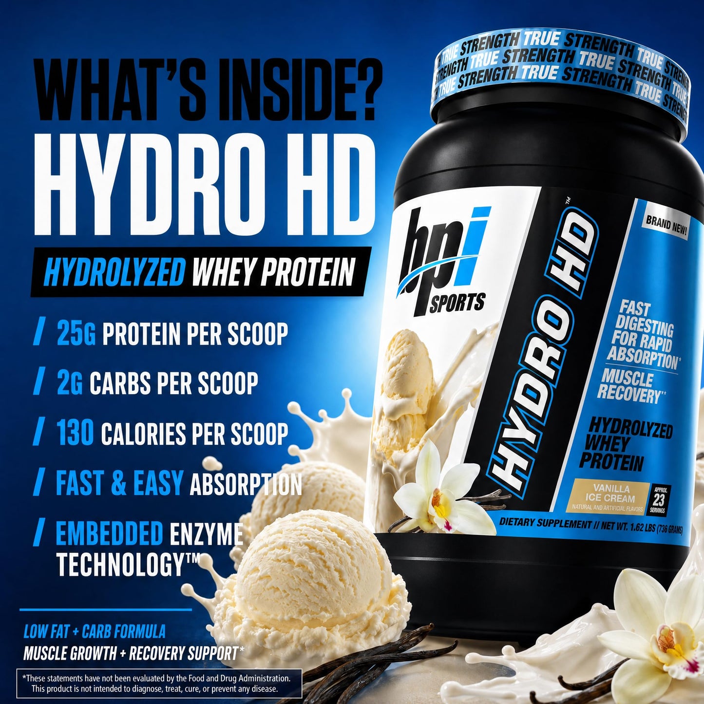 BPI Sports Hydro HD Vanilla Whey Protein Powder 31 Servings