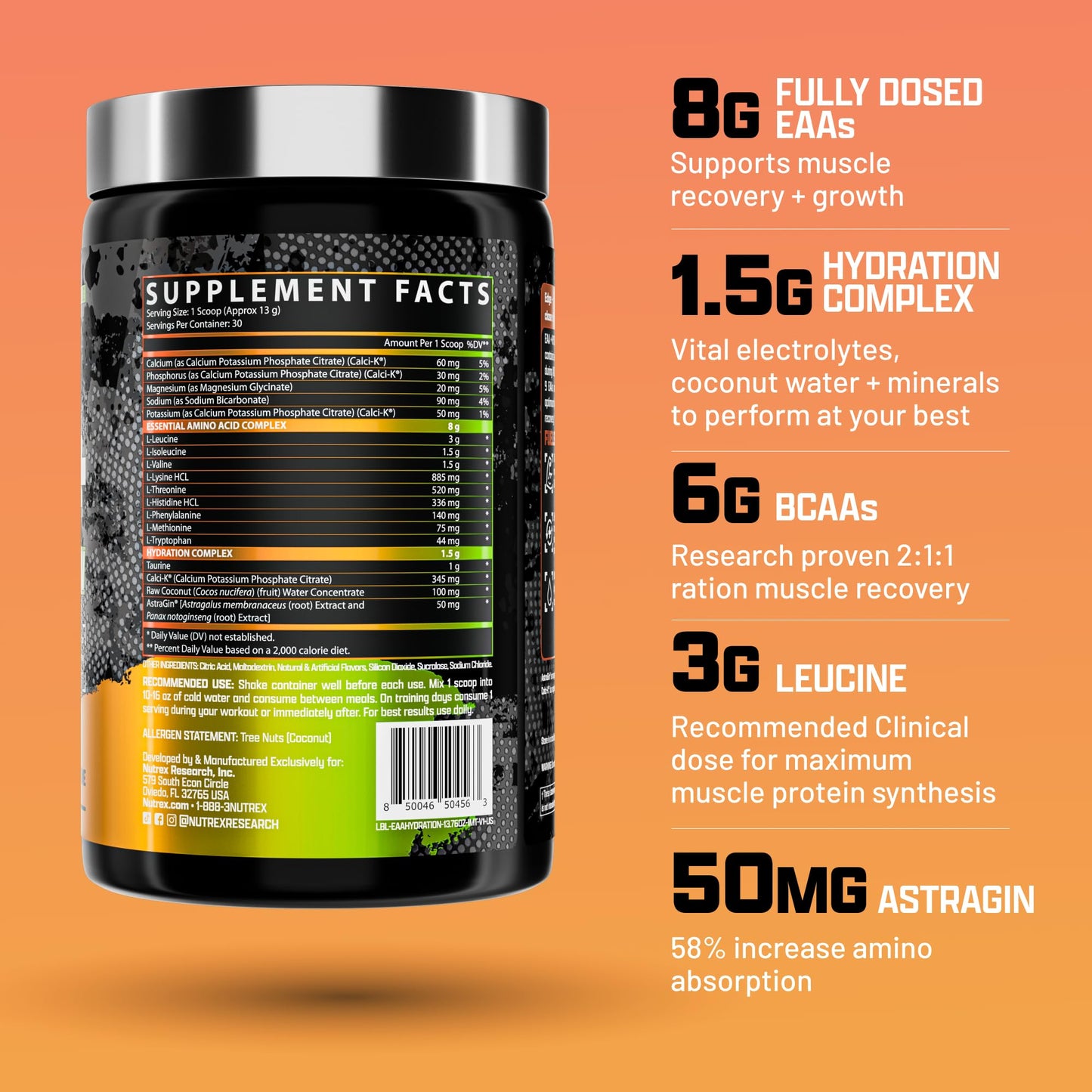Nutrex Research EAA Hydration Powder 13.76 oz