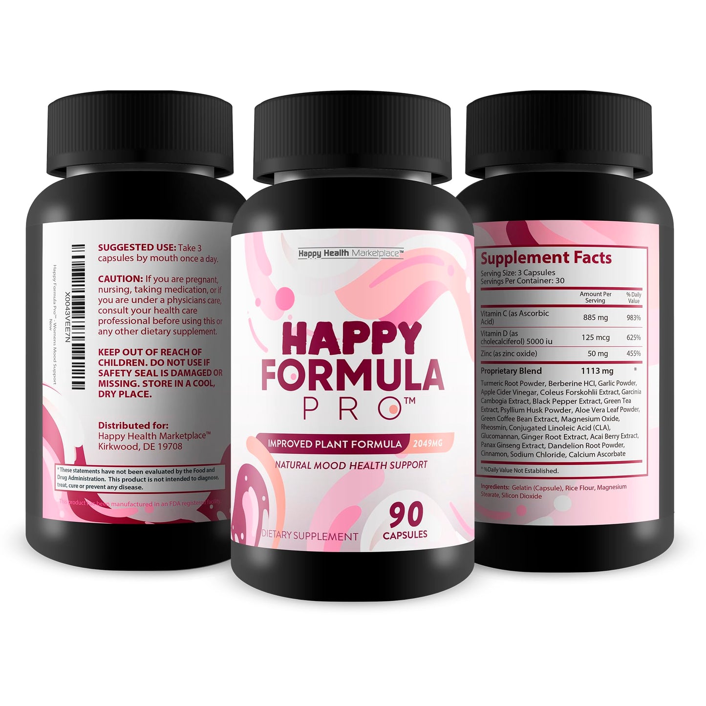 Happy Health Marketplace Happy Formula Pro Vitamin D Mood Support Supplement Capsule 90 Capsules