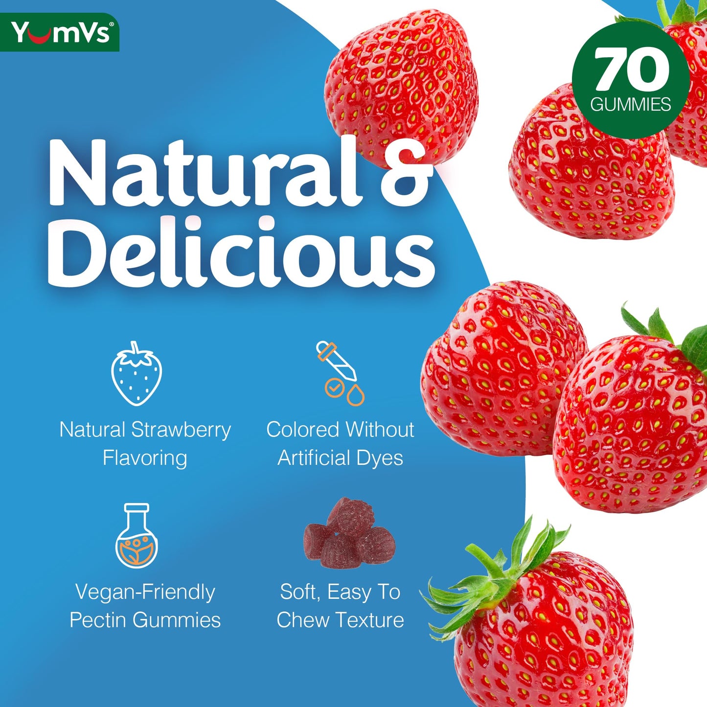 YUM-V'S B Complex Gummies with Vitamin C Chewable, 70 Count