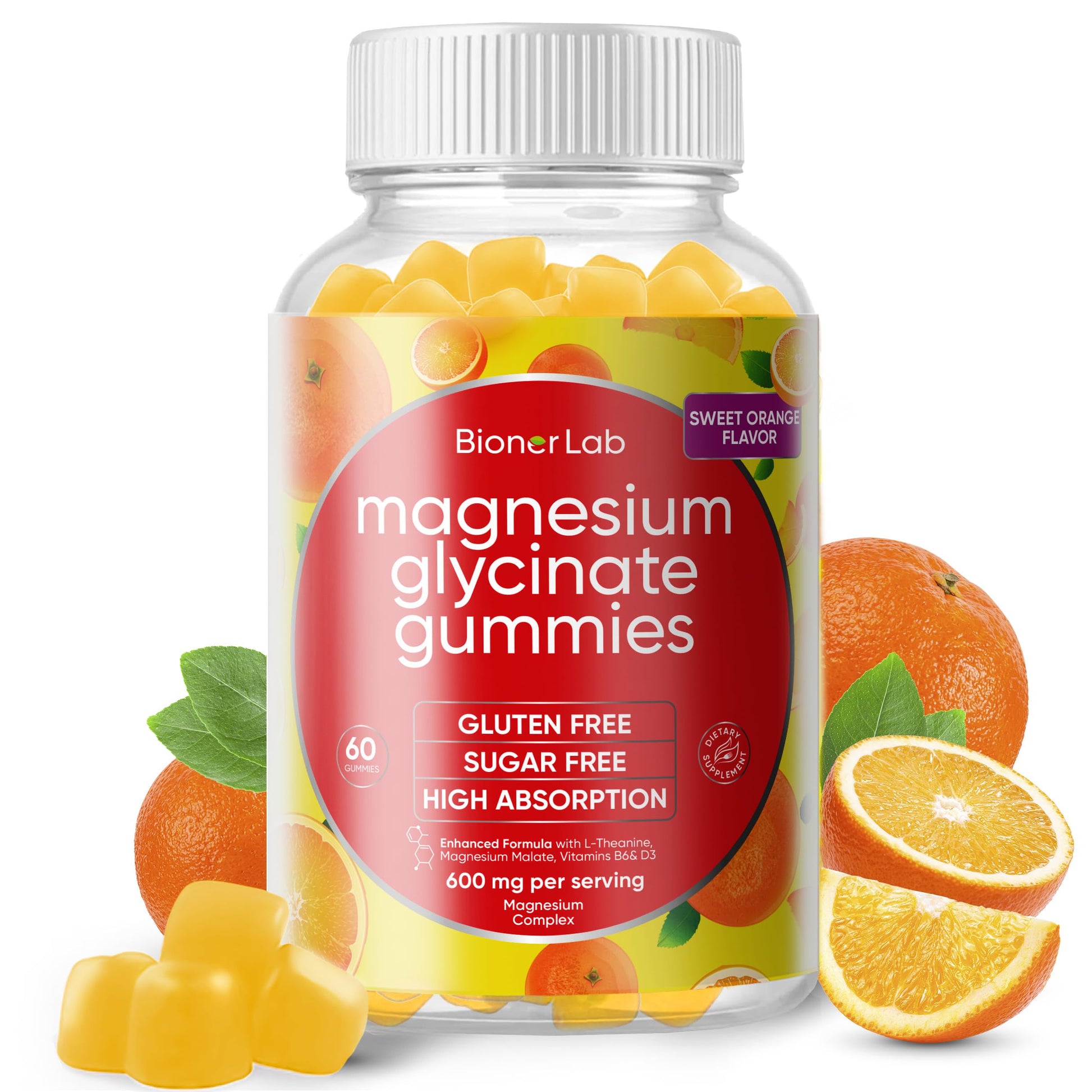 BionerLab Magnesium Glycinate Chewable Gummies (600mg) Gummy 60 Count