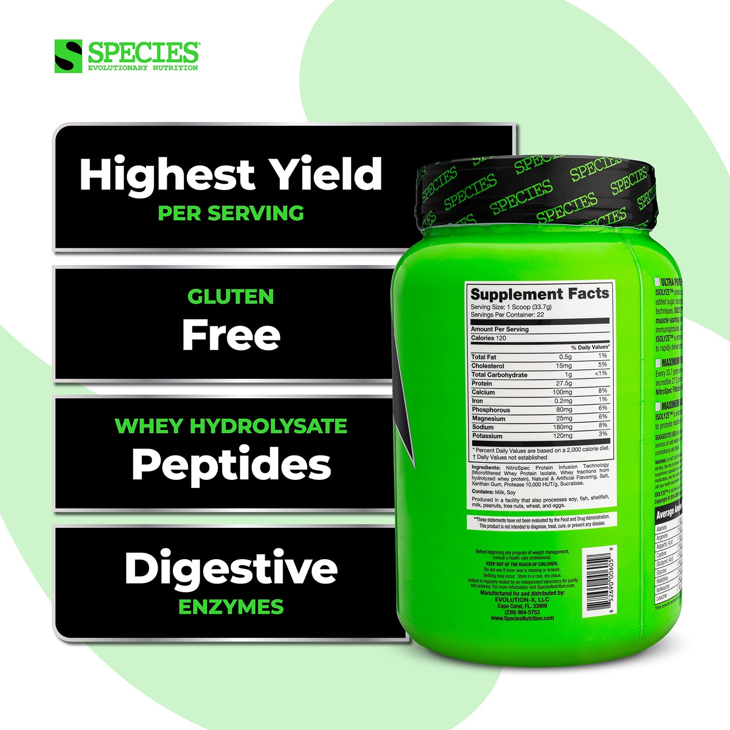 Species Nutrition Isolyze Whey Protein Powder 24.8 oz