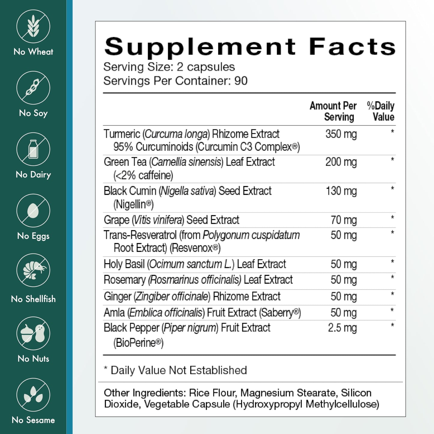 Natura Health Products Botanical Treasures Turmeric & Resveratrol Capsules 90 Count