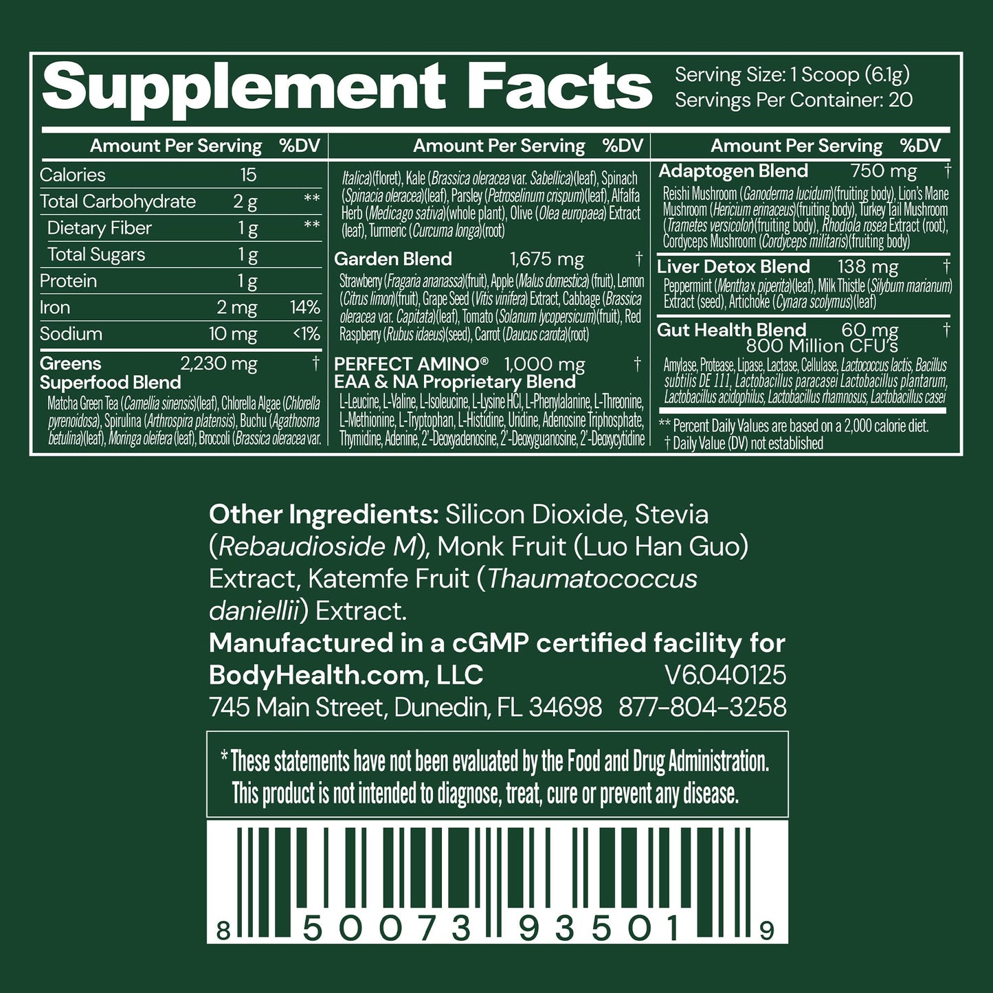 BodyHealth Greens Enhanced with PerfectAmino Powder 6.63 Ounce
