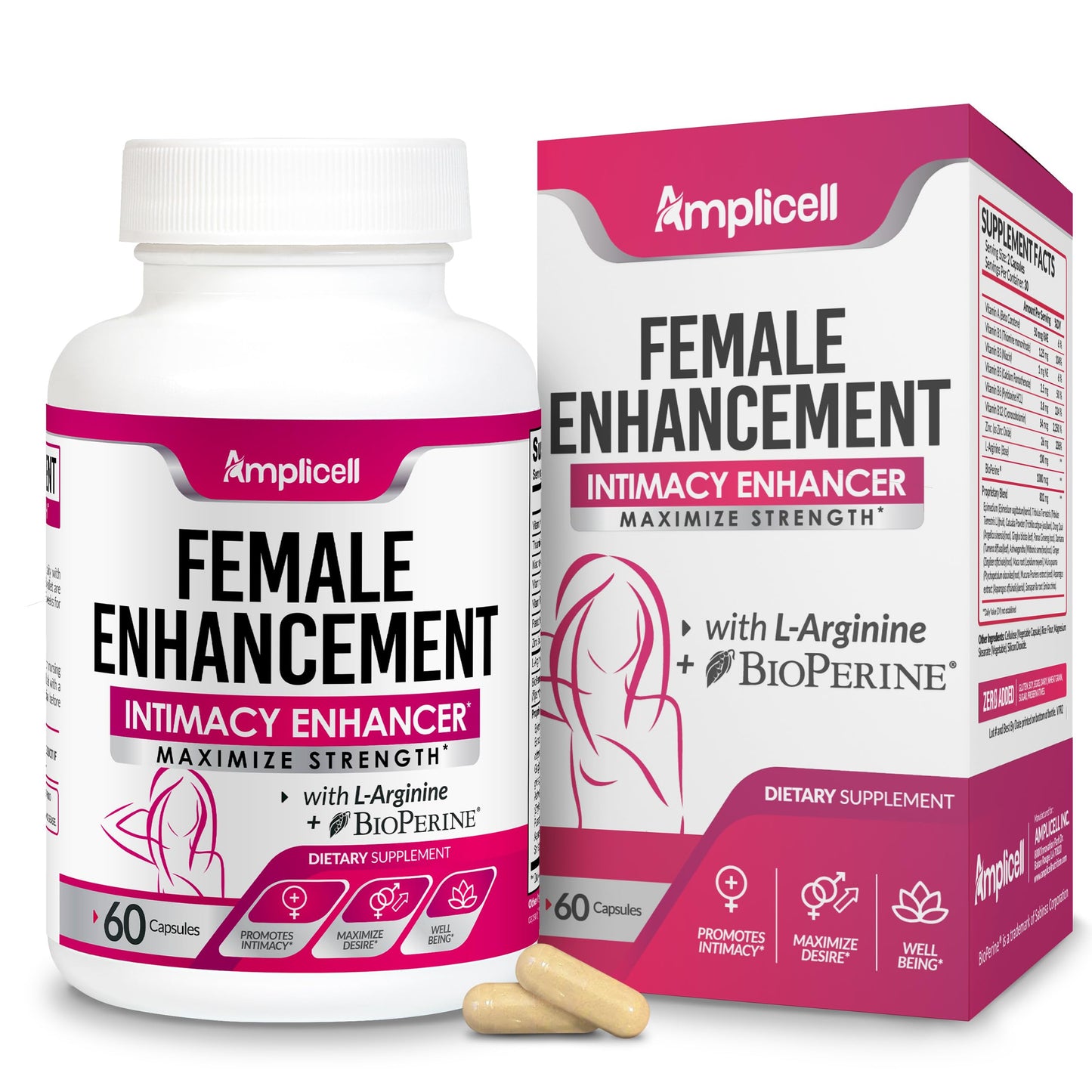Amplicell Women's Libido Support & Hormone Balance Capsules, 60 Count