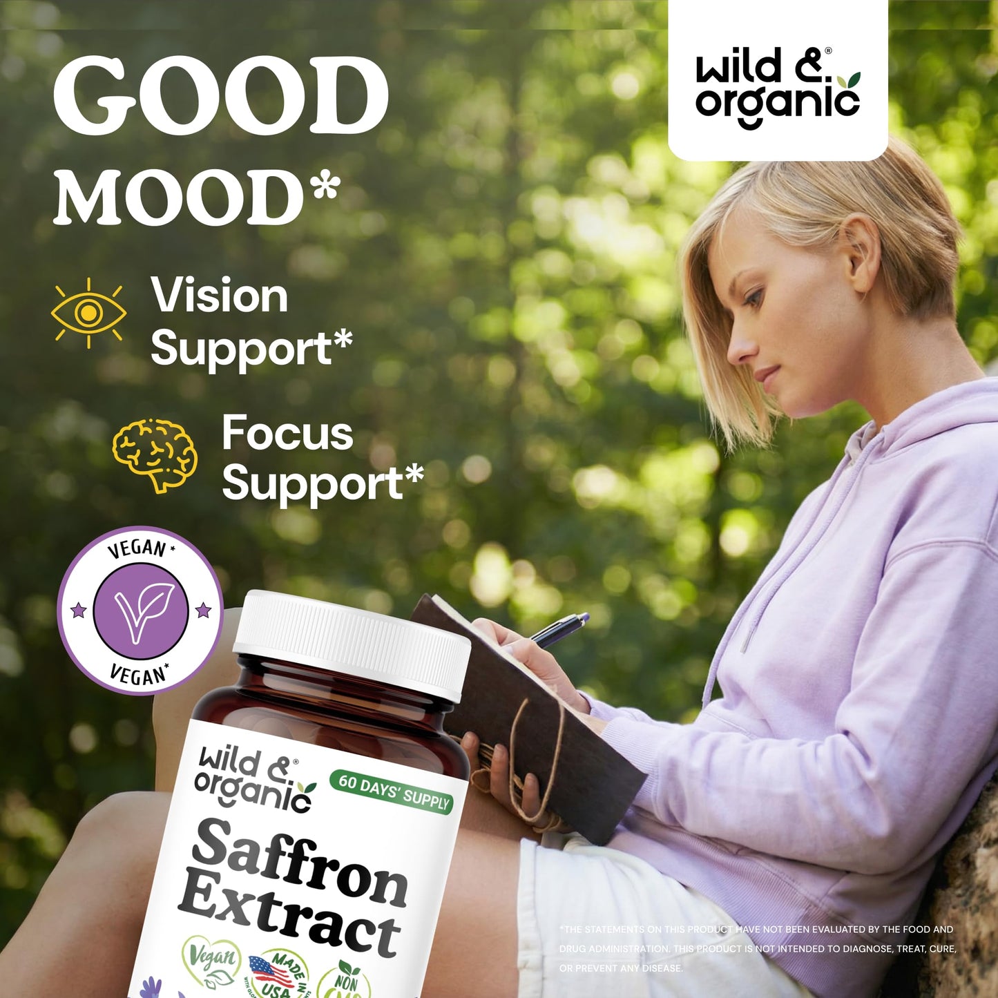 Wild & Organic Saffron 88.5 mg Capsules, 60 Count