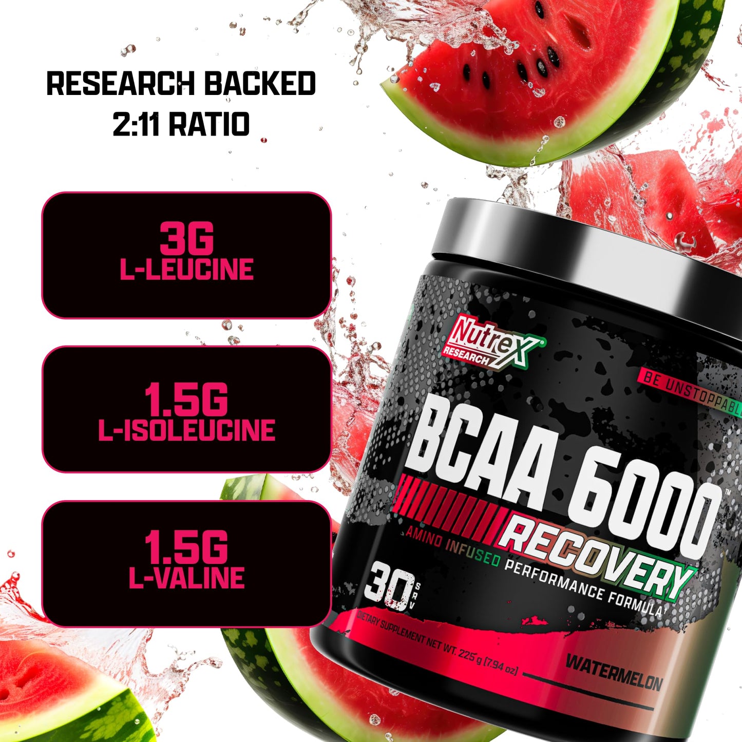 Nutrex Research BCAA Powder 6000 Amino Acids, 8 Ounce