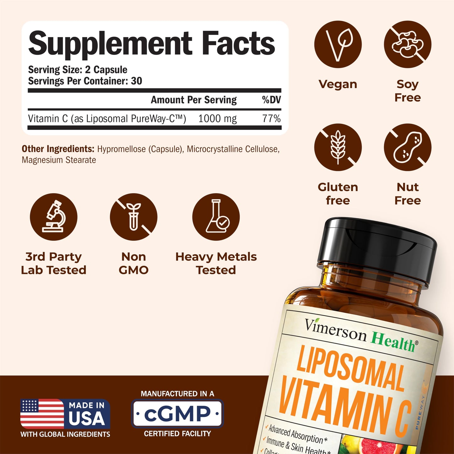 Vimerson Health Liposomal Vitamin C 1000mg, 60 Capsules