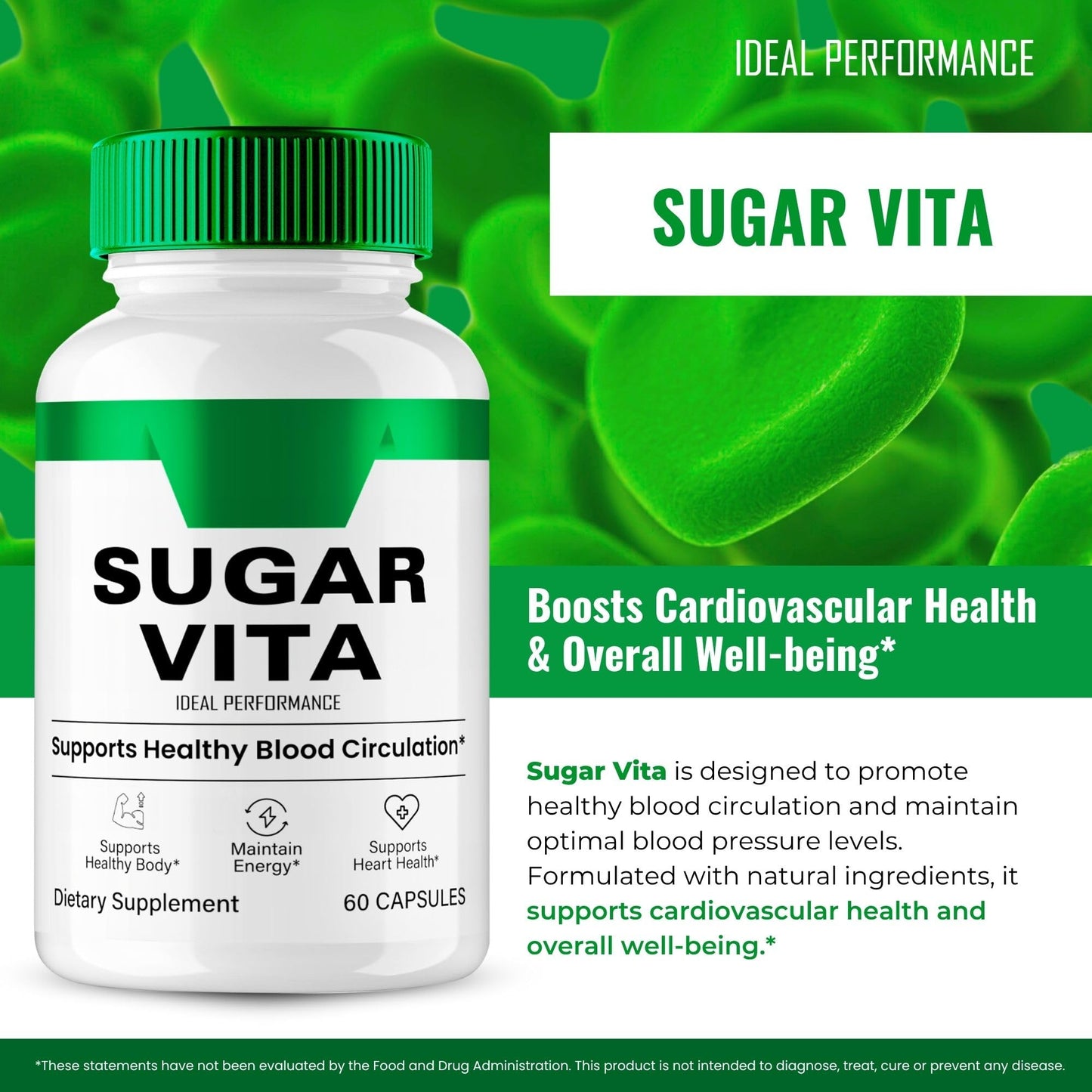 IDEAL PERFORMANCE Sugar Vita Advanced Blood Formula 180 Capsules