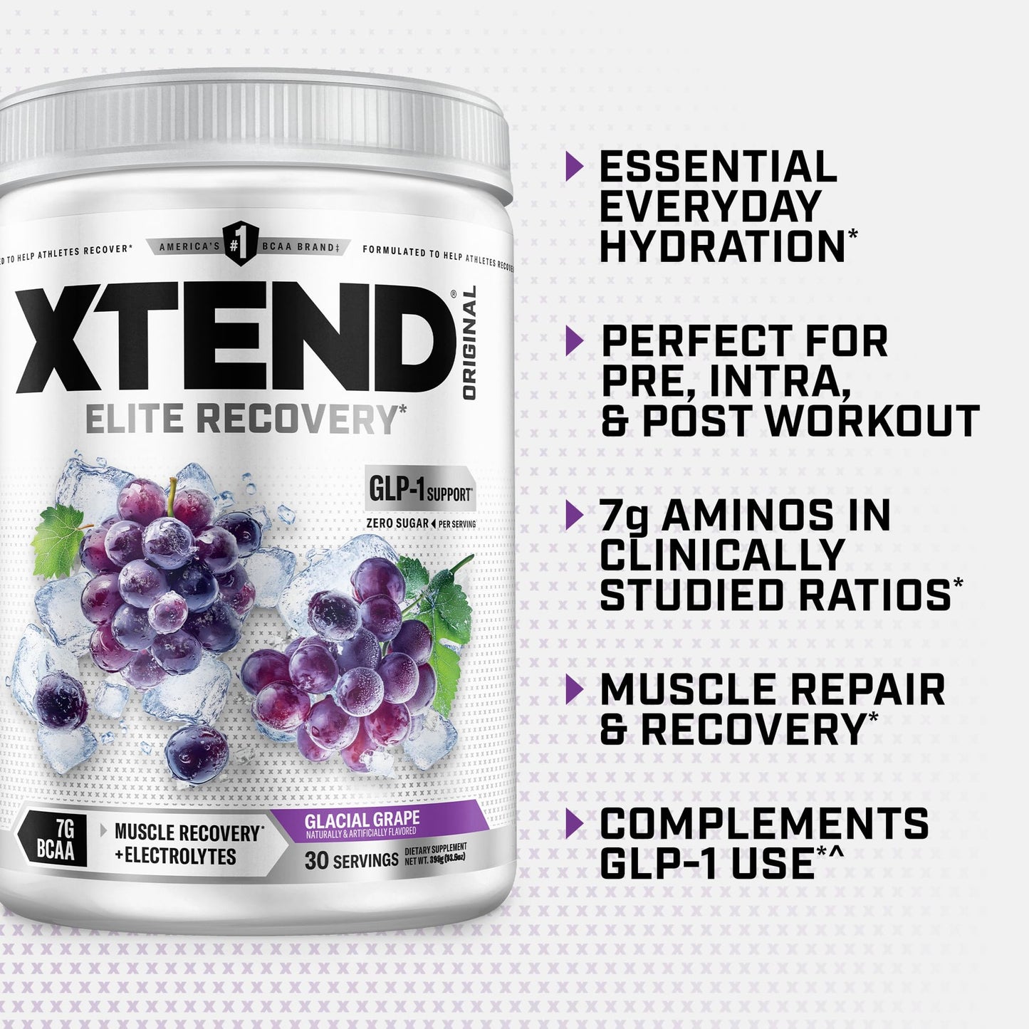 Xtend Original BCAA Powder, Glacial Grape, 13.2 oz