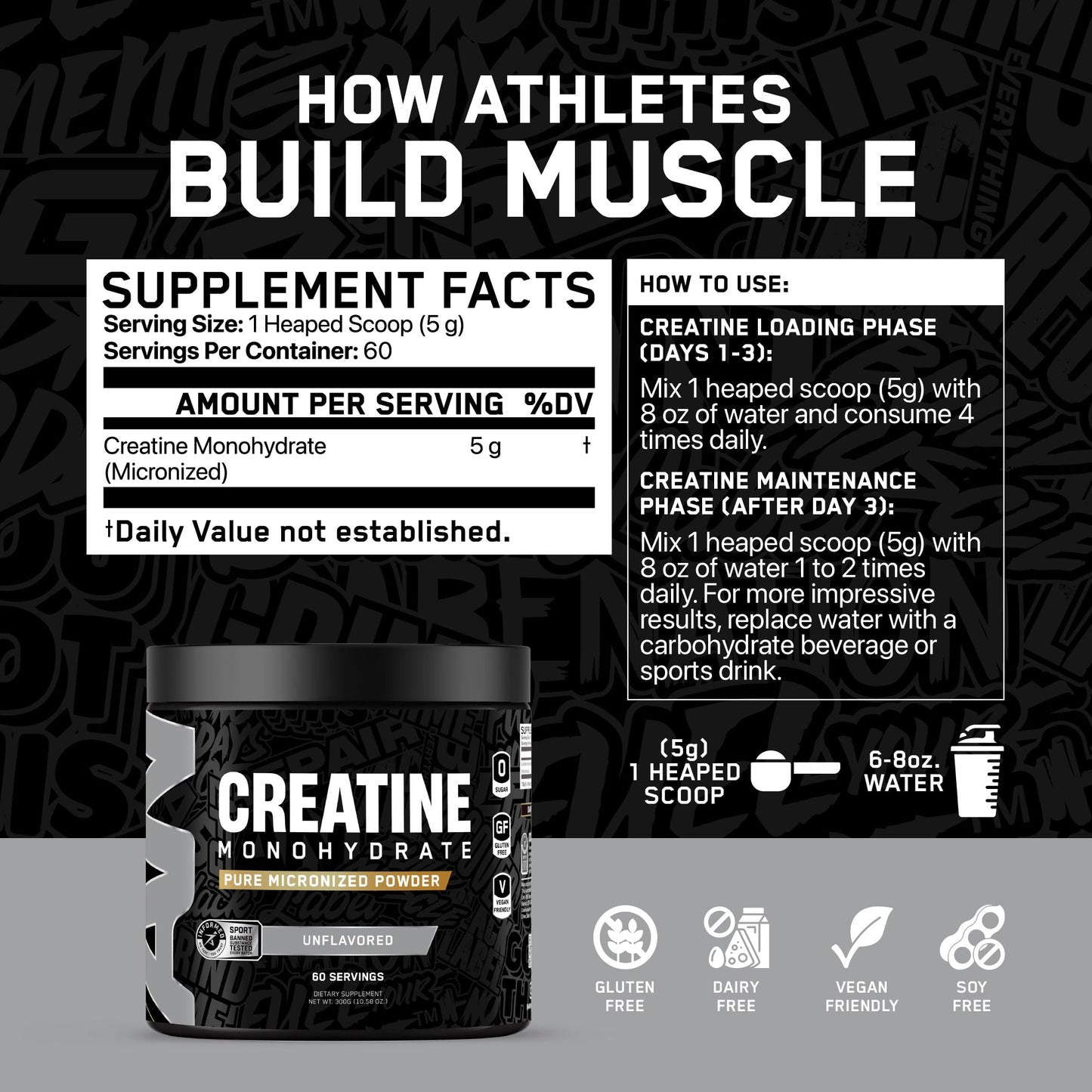 ABE All Black Everything Creatine Monohydrate Powder 10.58 Ounce