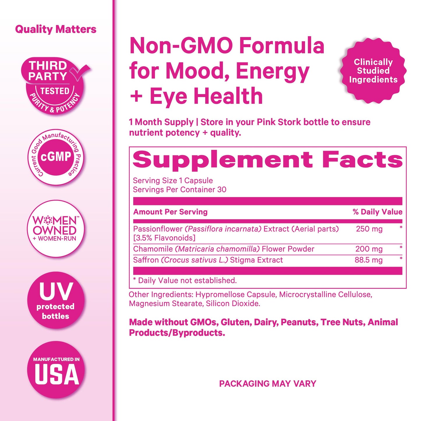 Pink Stork Saffron Extract for Mood Balance 30 Capsules