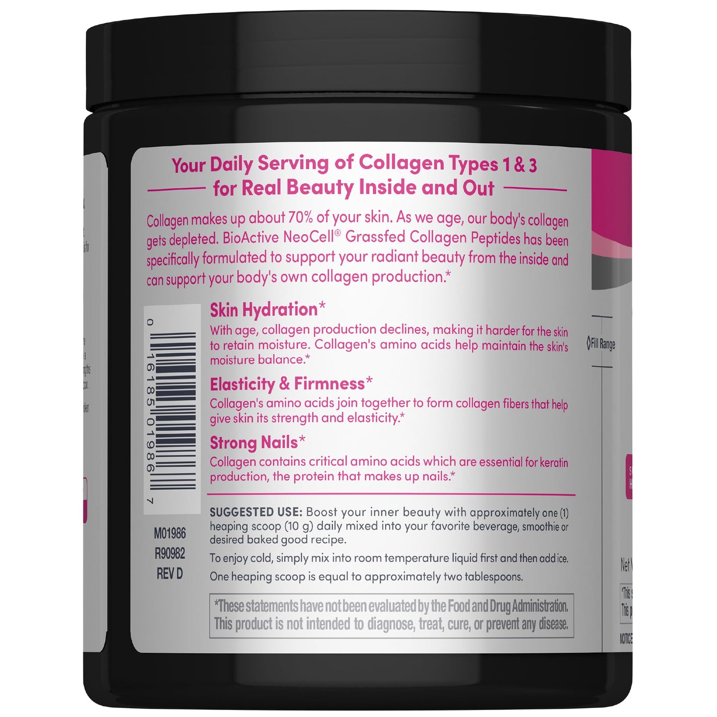 NeoCell Grassfed Collagen Peptides Powder 7 oz Unflavored Hair, Skin, & Nails