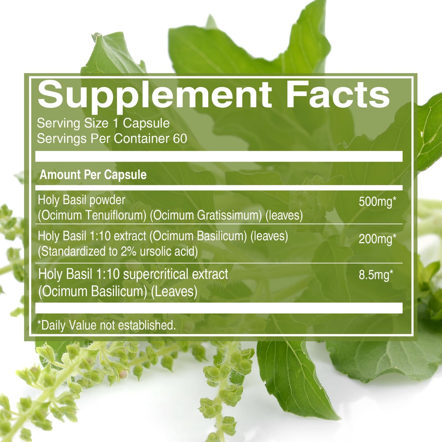 Pure Nutrition Natural Treasures Tulsi Extract 708mg Capsules 60 Count
