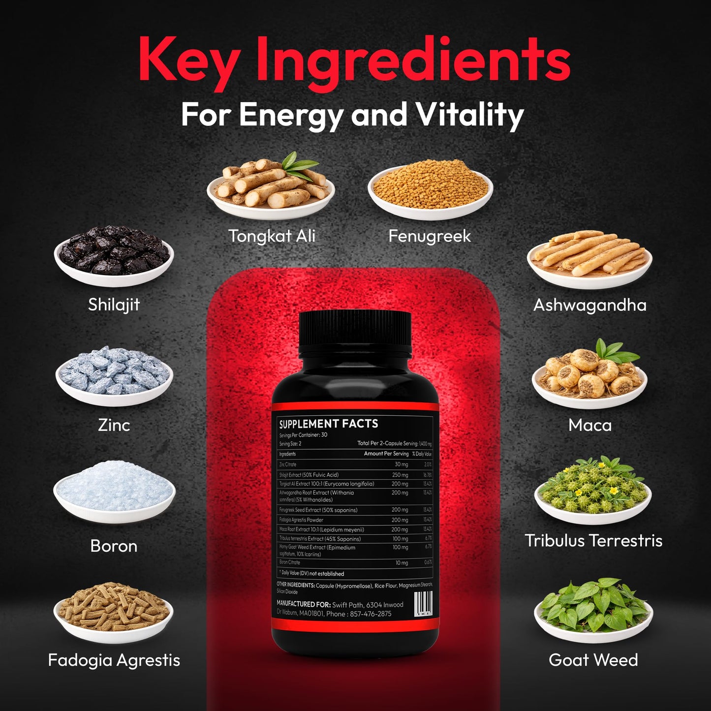 Swift Path Venture Supreme Vitality for Men – Daily Energy & Wellness Support – Clean, Stimulant-Free Supplement for Active Lifestyle, Endurance & Balance, 60 Capsules