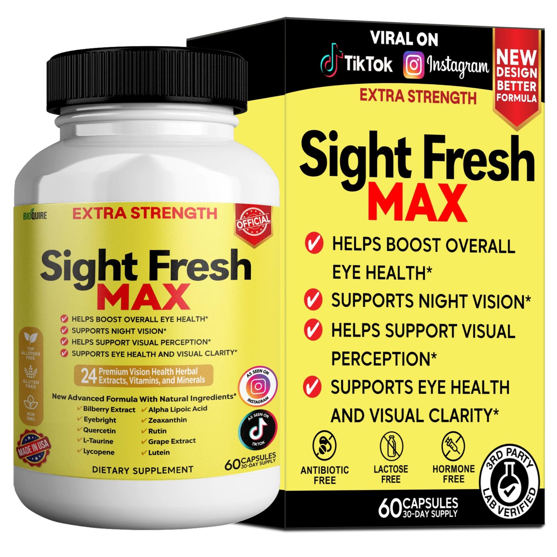 BIOQUIRE Sight Fresh MAX Vision Support Supplement, 60 Capsules