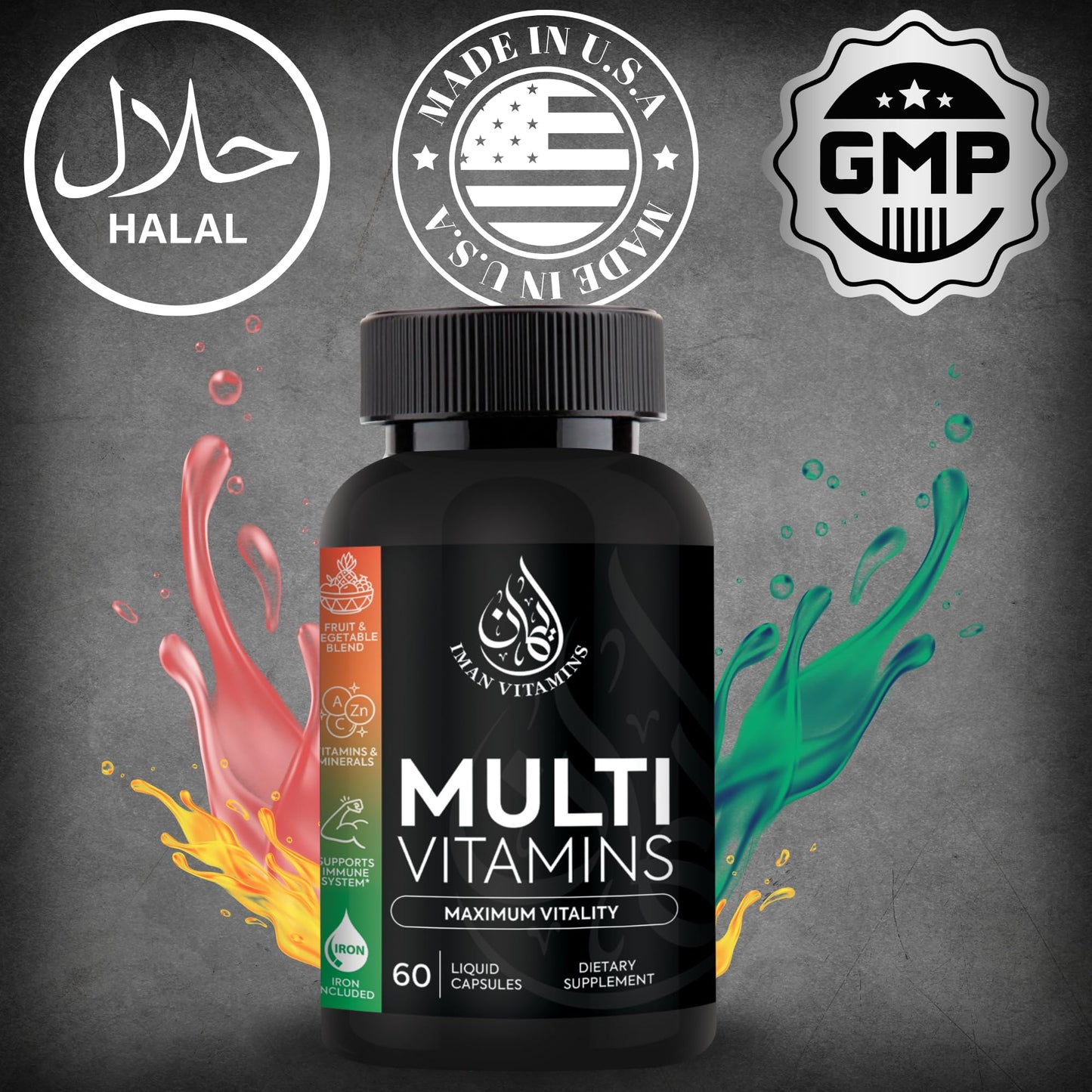 Iman Vitamins Halal Complete Multivitamin Capsules, 60 Count