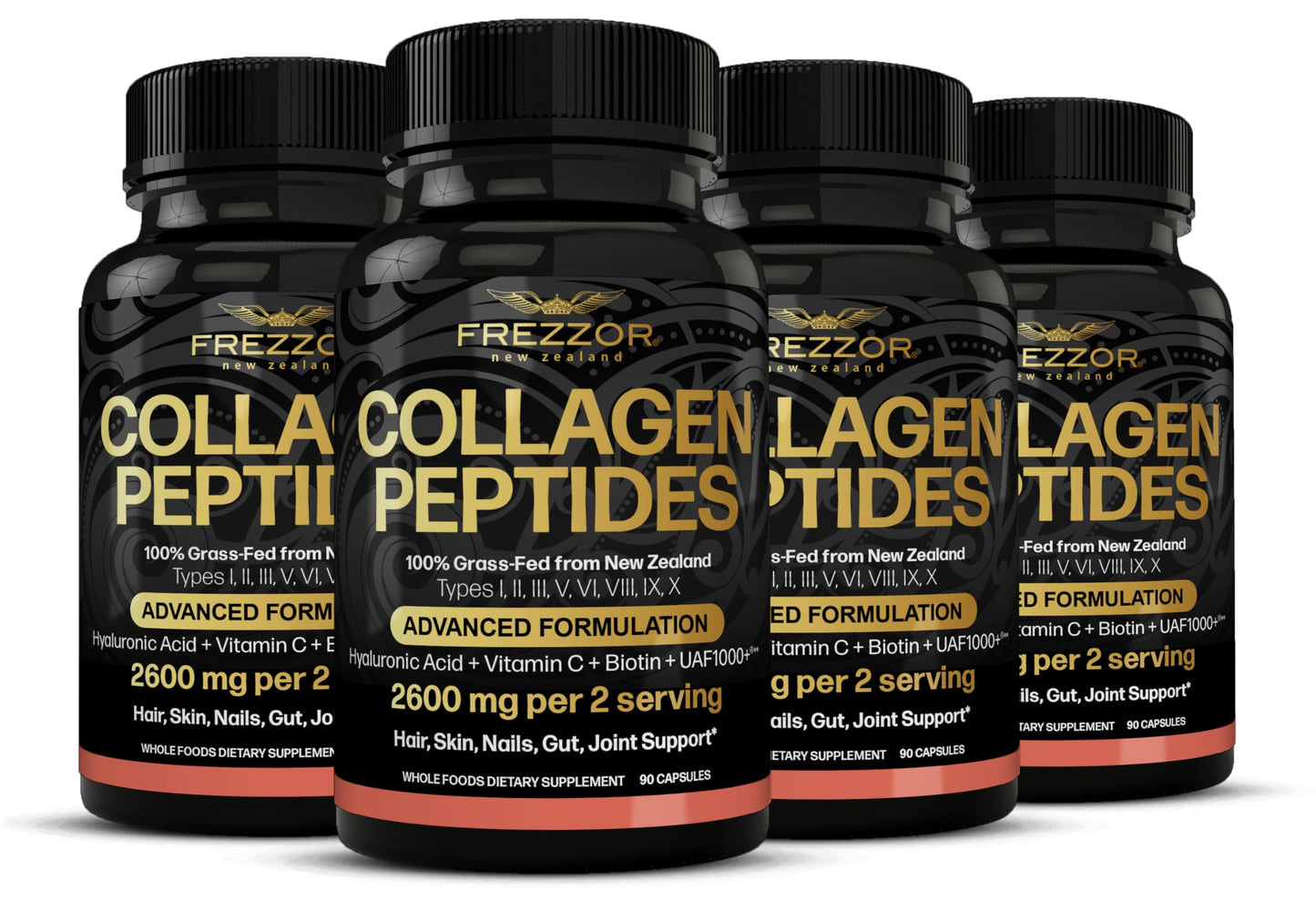 FREZZOR Collagen Peptides with UAF1000+ Hydrolyzed, Grass-Fed New Zealand Cattle, Capsules, 360 Count