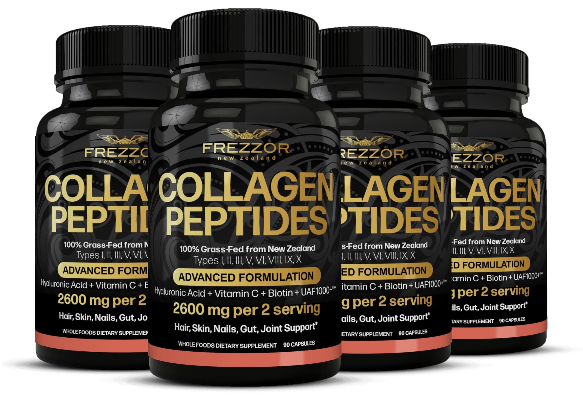 FREZZOR Collagen Peptides with UAF1000+ Hydrolyzed, Grass-Fed New Zealand Cattle, Capsules, 360 Count