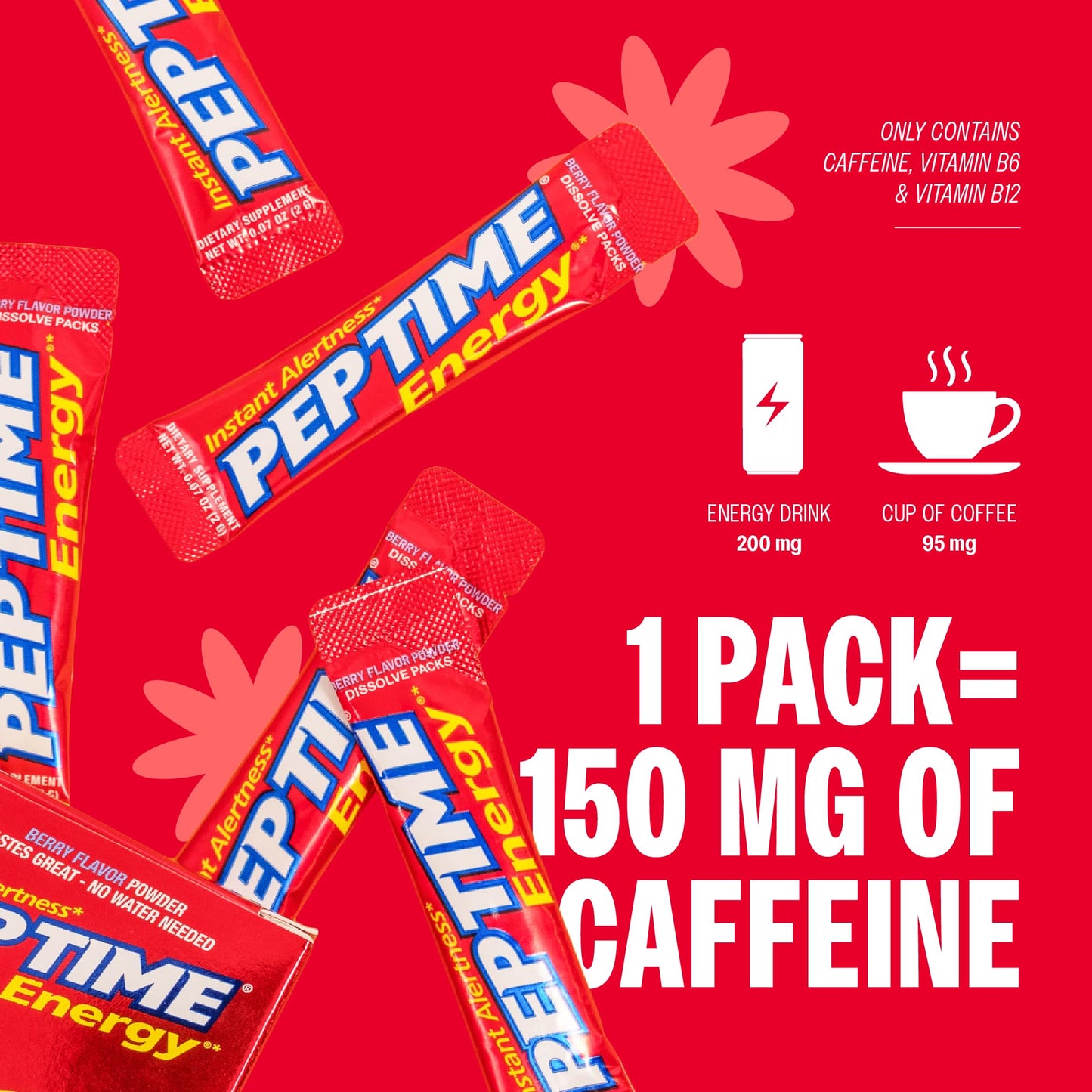 PEPTIME Energy Instant Alertness Dissolvable Energy-Powder Packets Powder 30 Packets