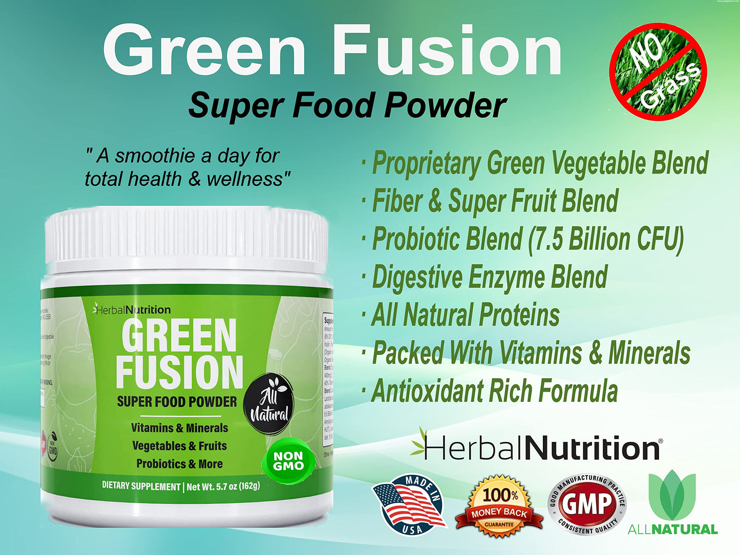 Herbal Nutrition Green Fusion Greens Powder Superfood 5.7 Ounce