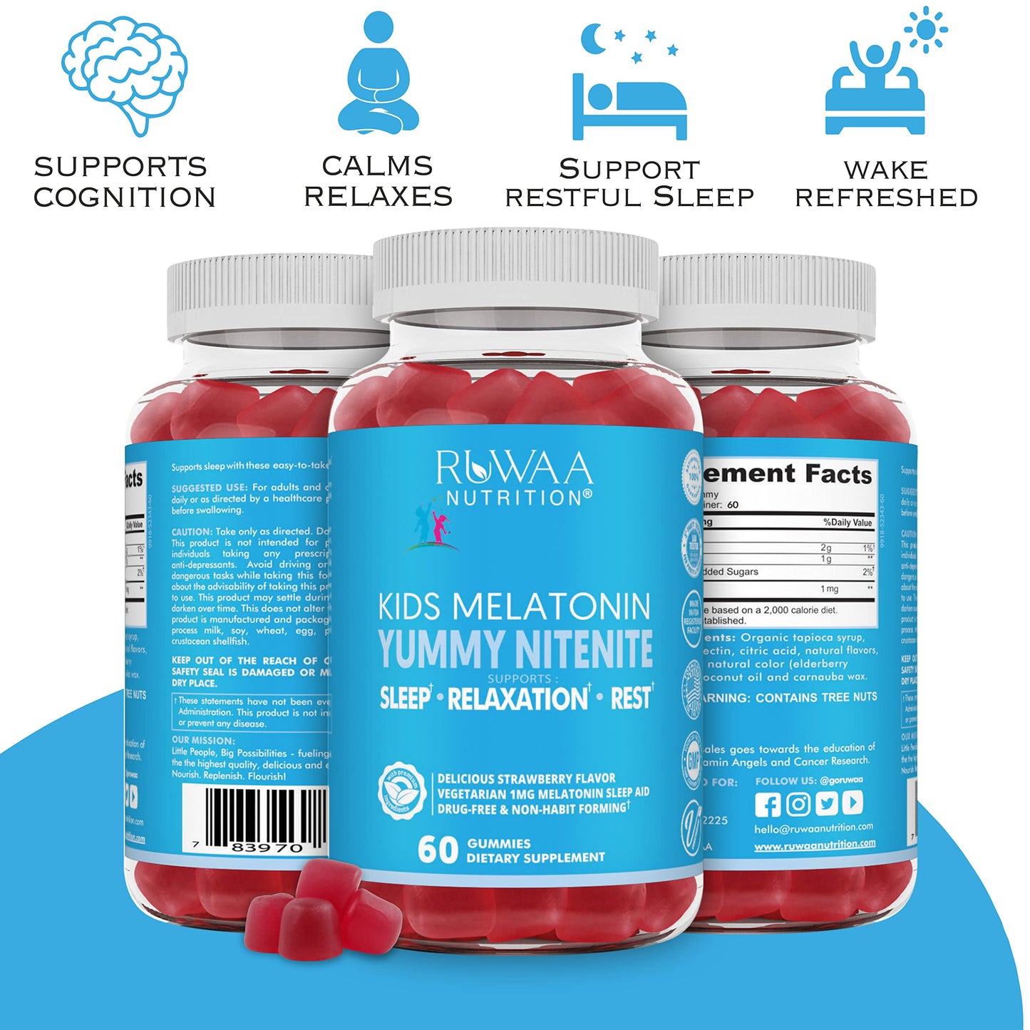 RUWAA NUTRITION Melatonin Kid Gummies Gummy 60 Count