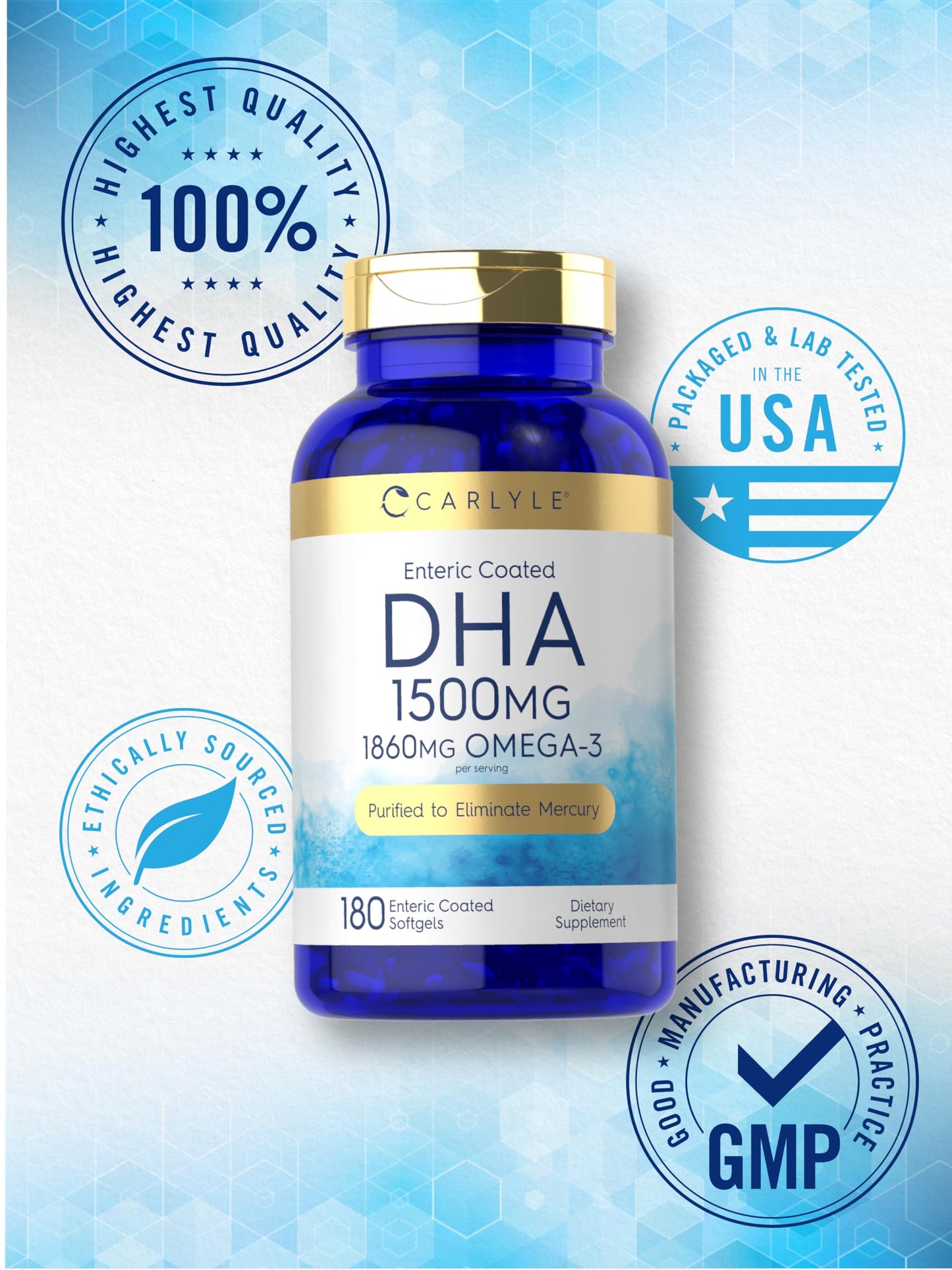 Carlyle DHA Supplement 1500mg Softgels, 180 Count