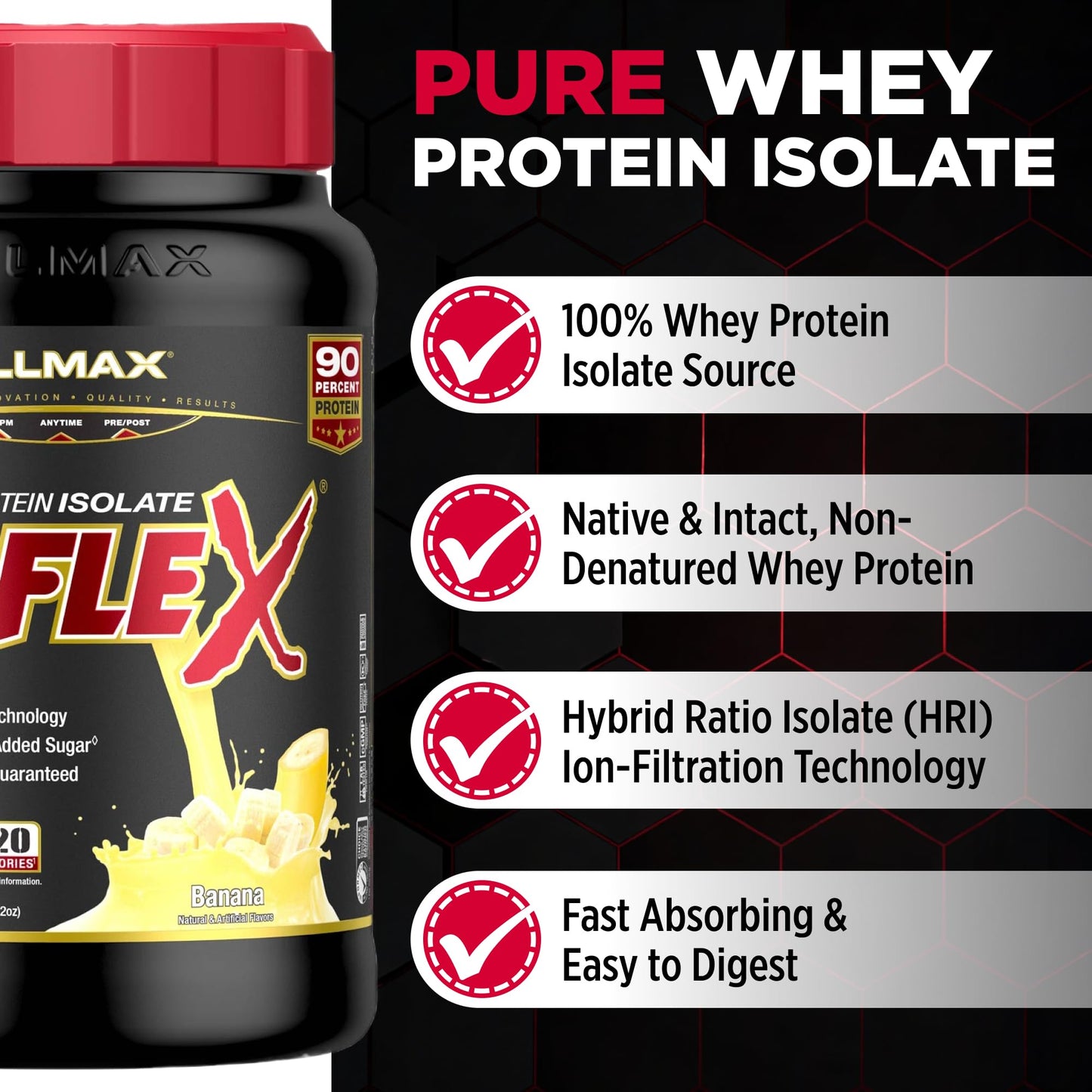 ALLMAX ISOFLEX Pure Whey Isolate Protein Powder Banana, 32 Servings